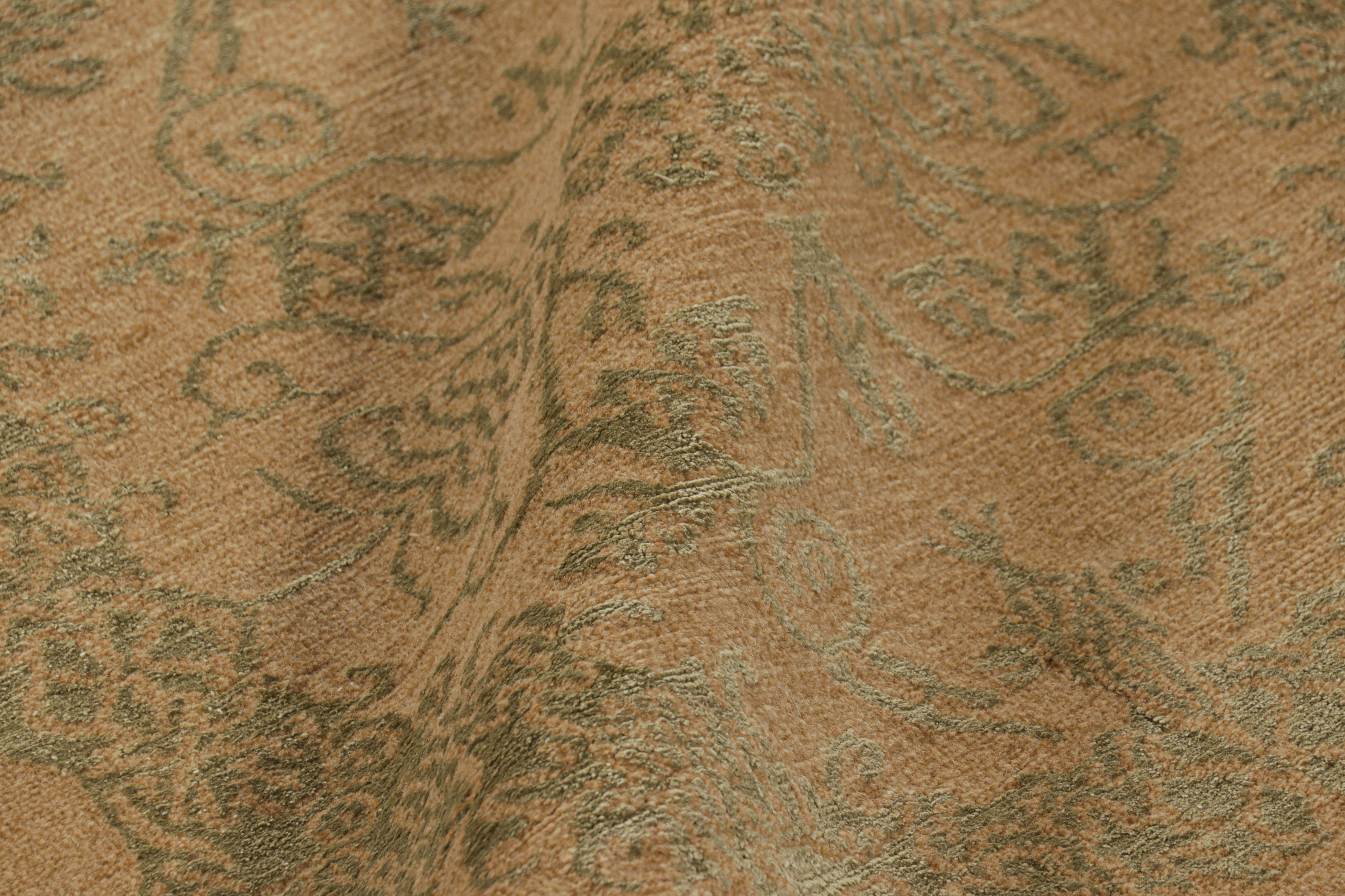 Silk Rug & Kilim’s European Style Rug in Gold with Floral Medallions “Catana” For Sale
