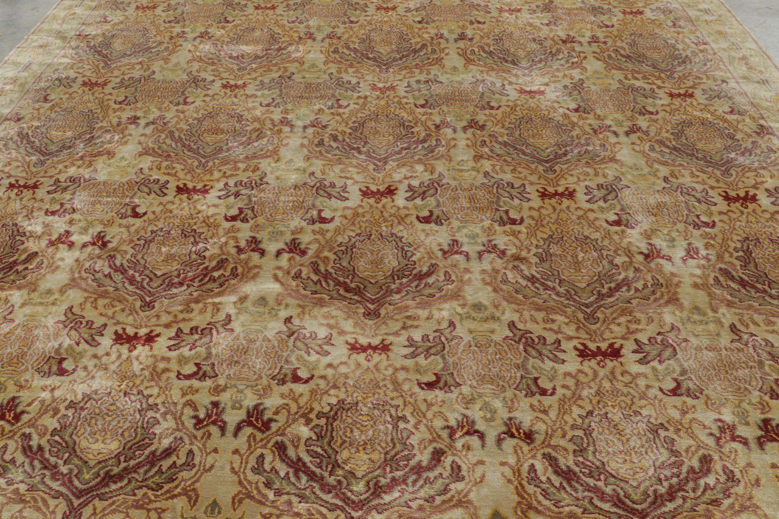 Alfombra de estilo europeo Rug & Kilim en dorado con motivos florales 