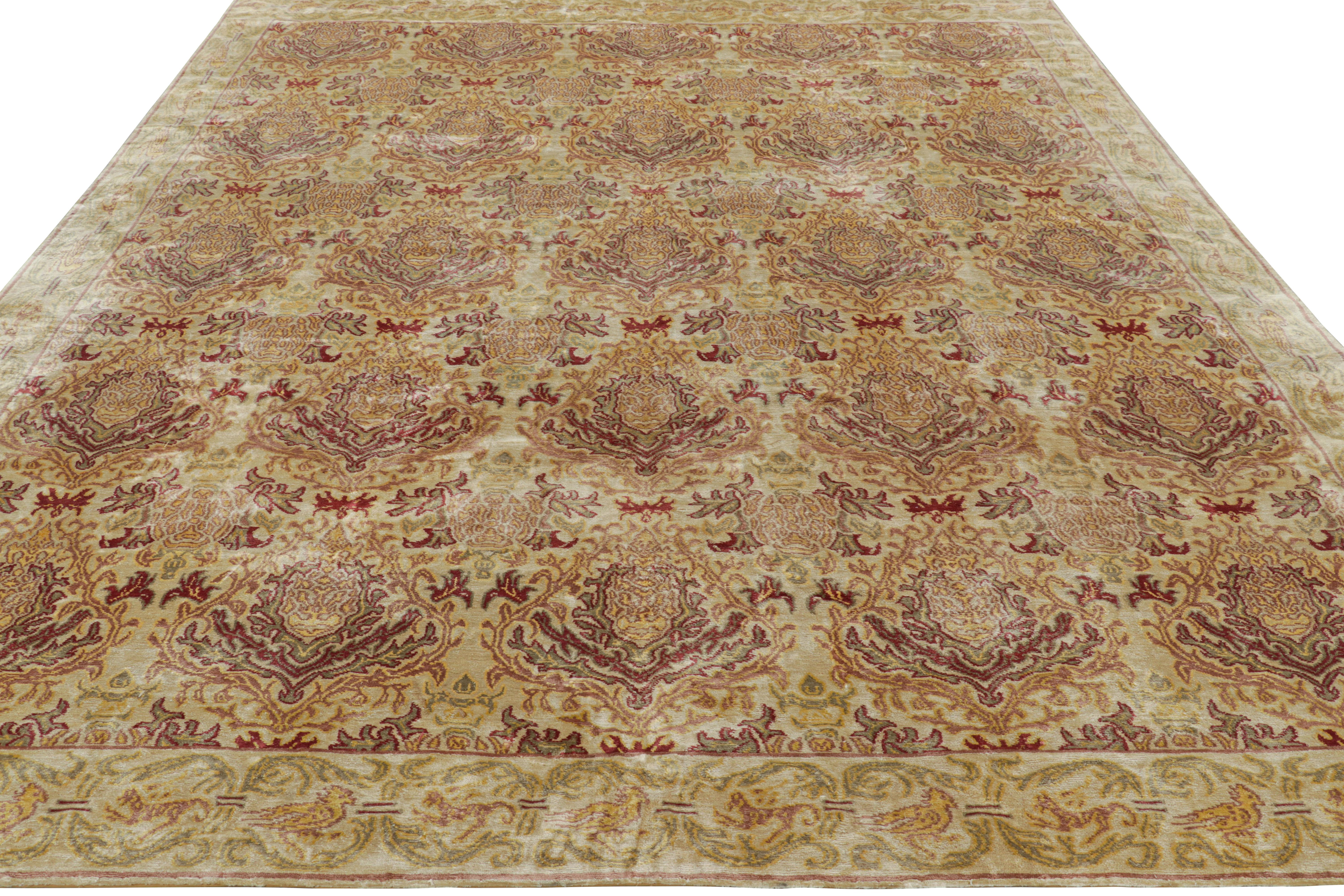 Alfombra de estilo europeo Rug & Kilim en dorado con motivos florales 