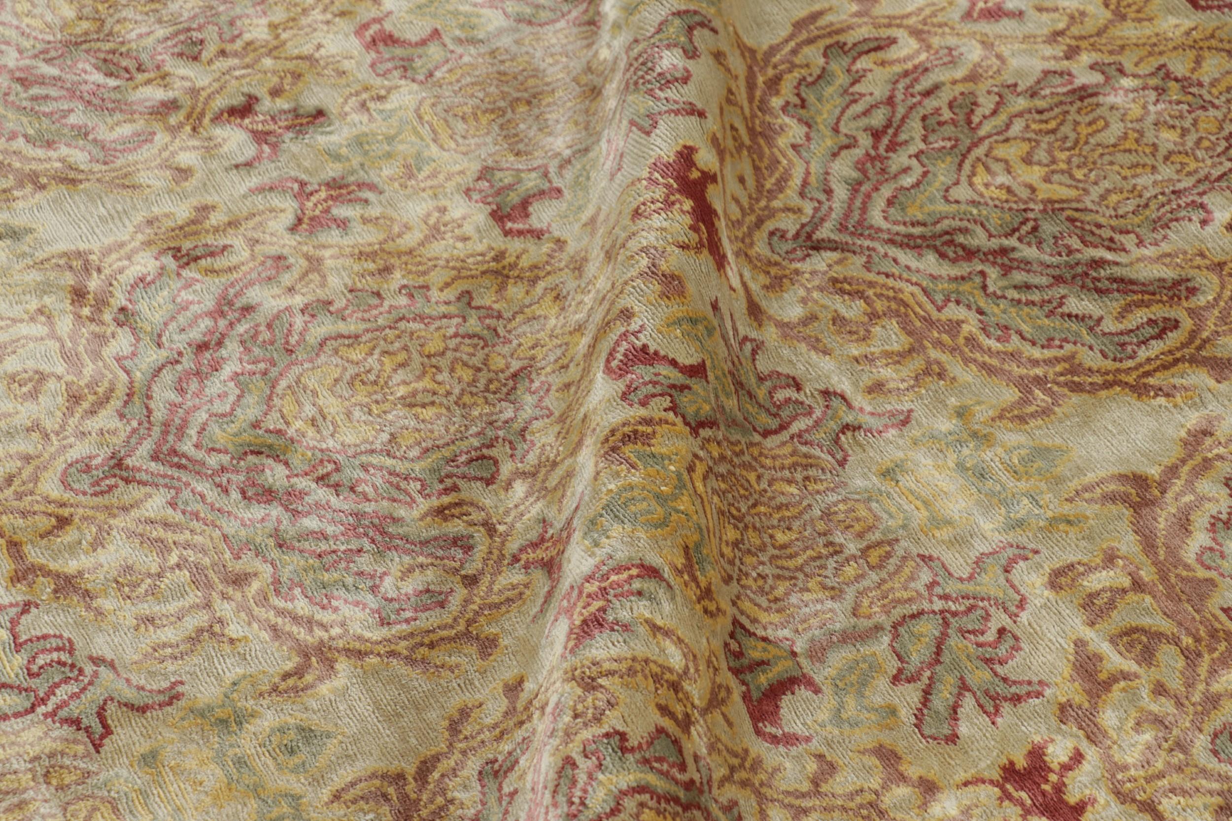 Alfombra de estilo europeo Rug & Kilim en dorado con motivos florales 