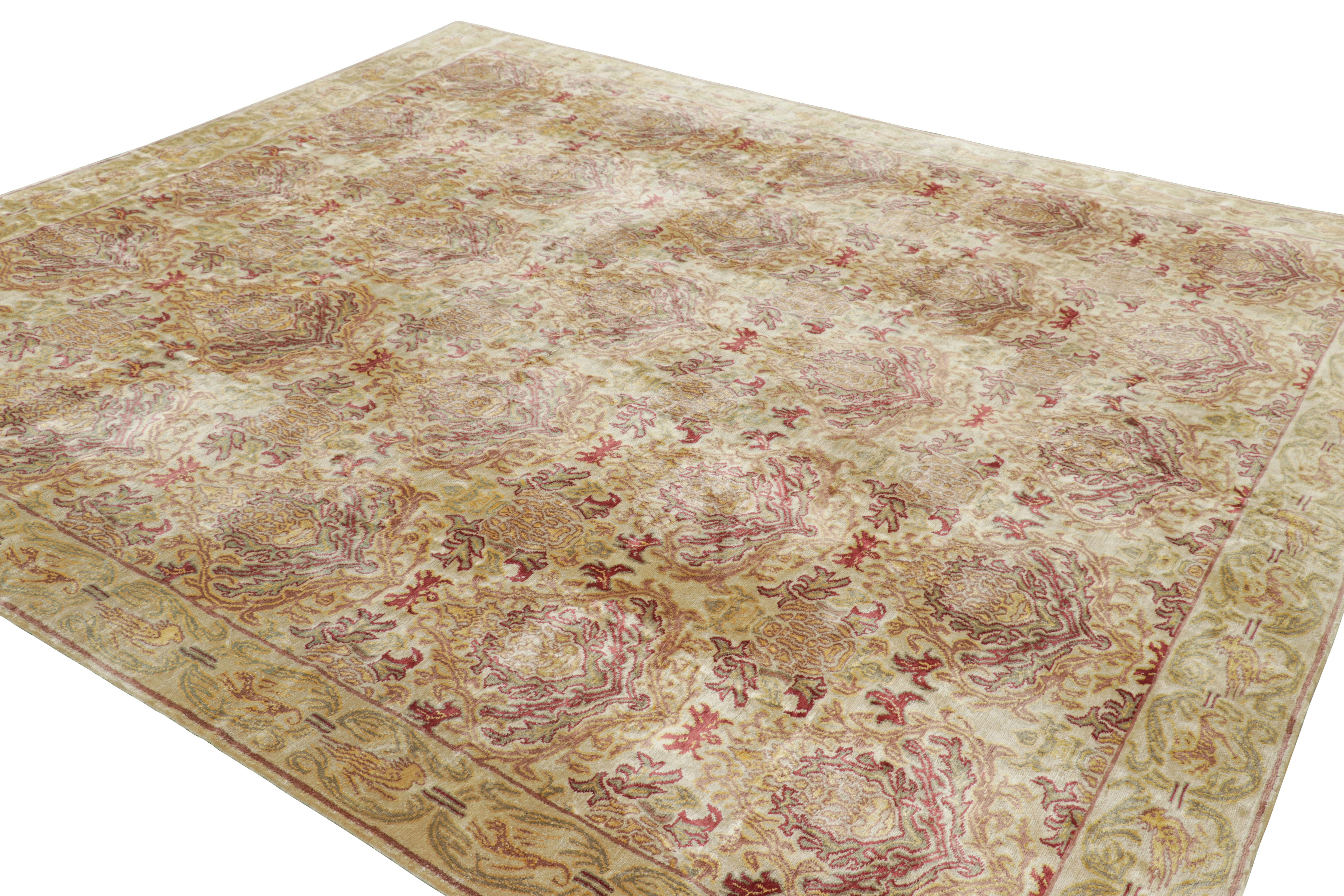 Alfombra de estilo europeo Rug & Kilim en dorado con motivos florales 