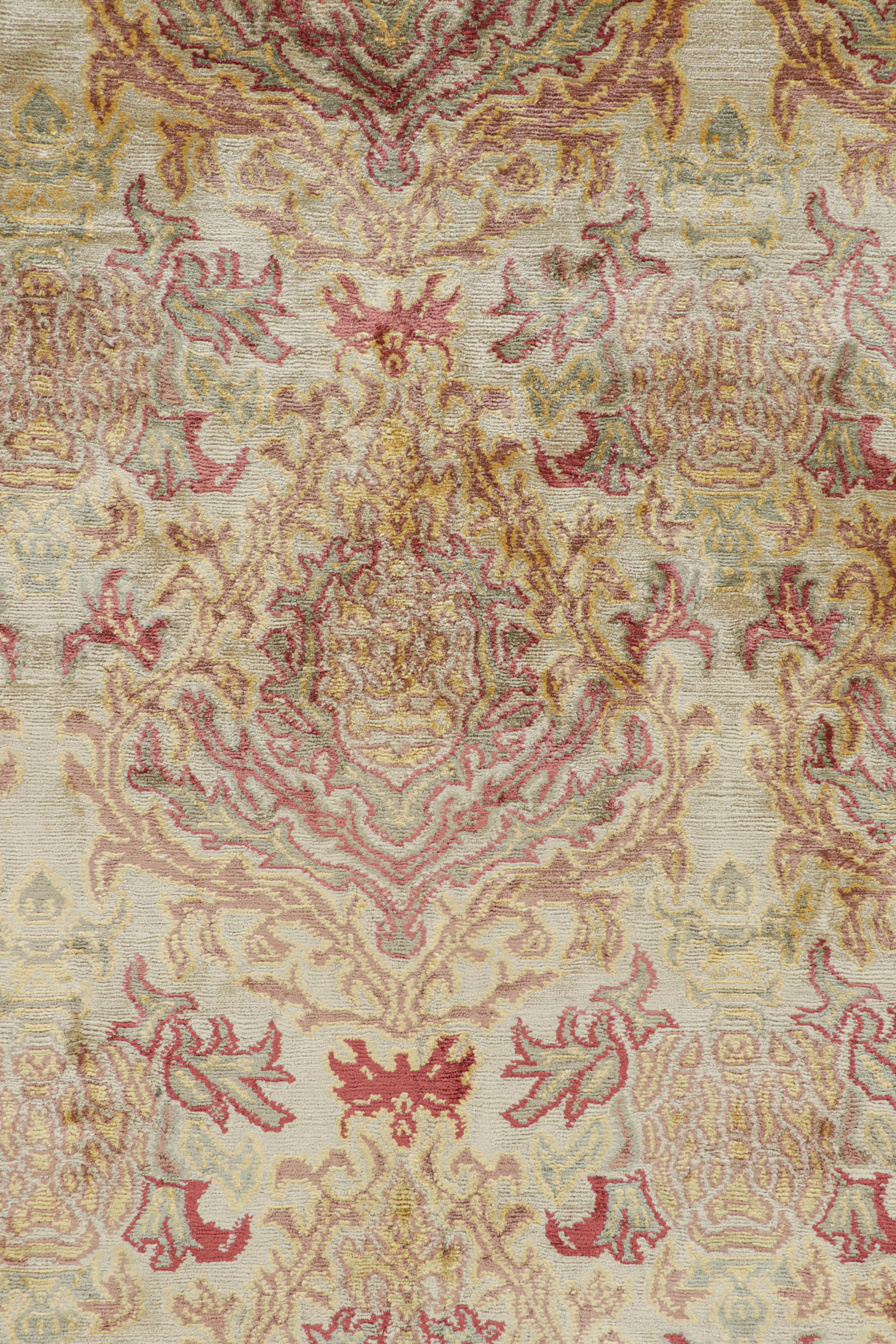 Alfombra de estilo europeo Rug & Kilim en dorado con motivos florales 