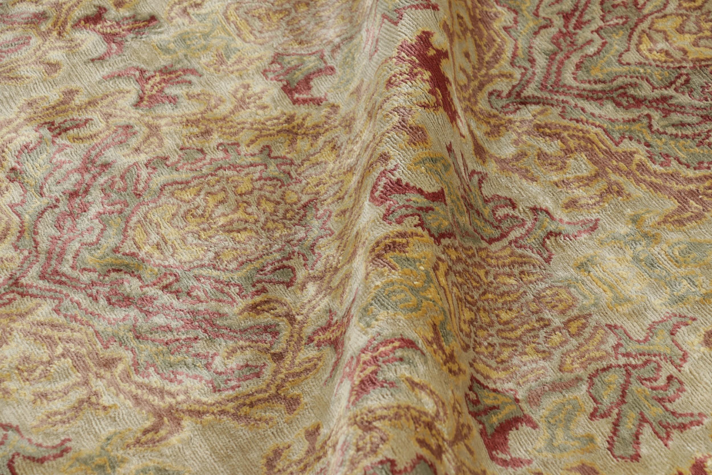 Contemporary Rug & Kilim’s European Style Rug in Gold with Floral Patterns “Granada” For Sale