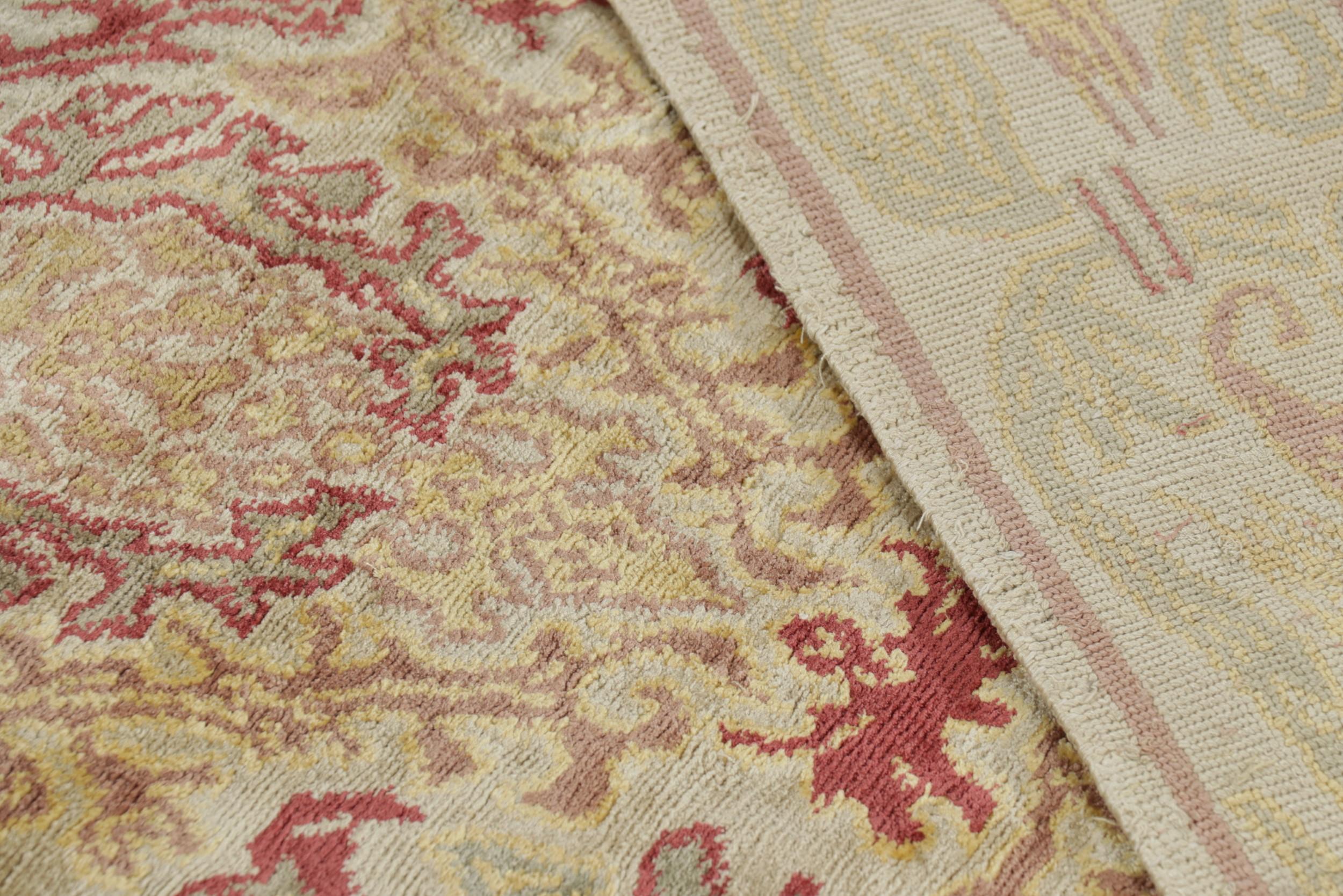 Silk Rug & Kilim’s European Style Rug in Gold with Floral Patterns “Granada” For Sale