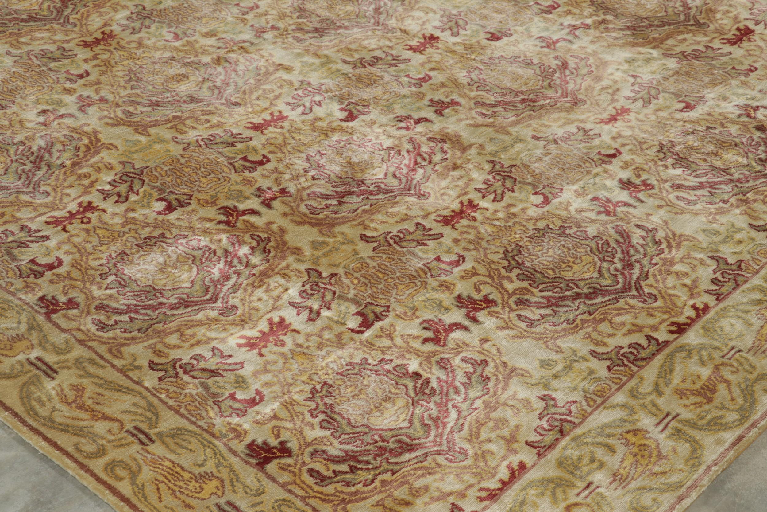 Rug & Kilim’s European Style Rug in Gold with Floral Patterns “Granada” For Sale 1