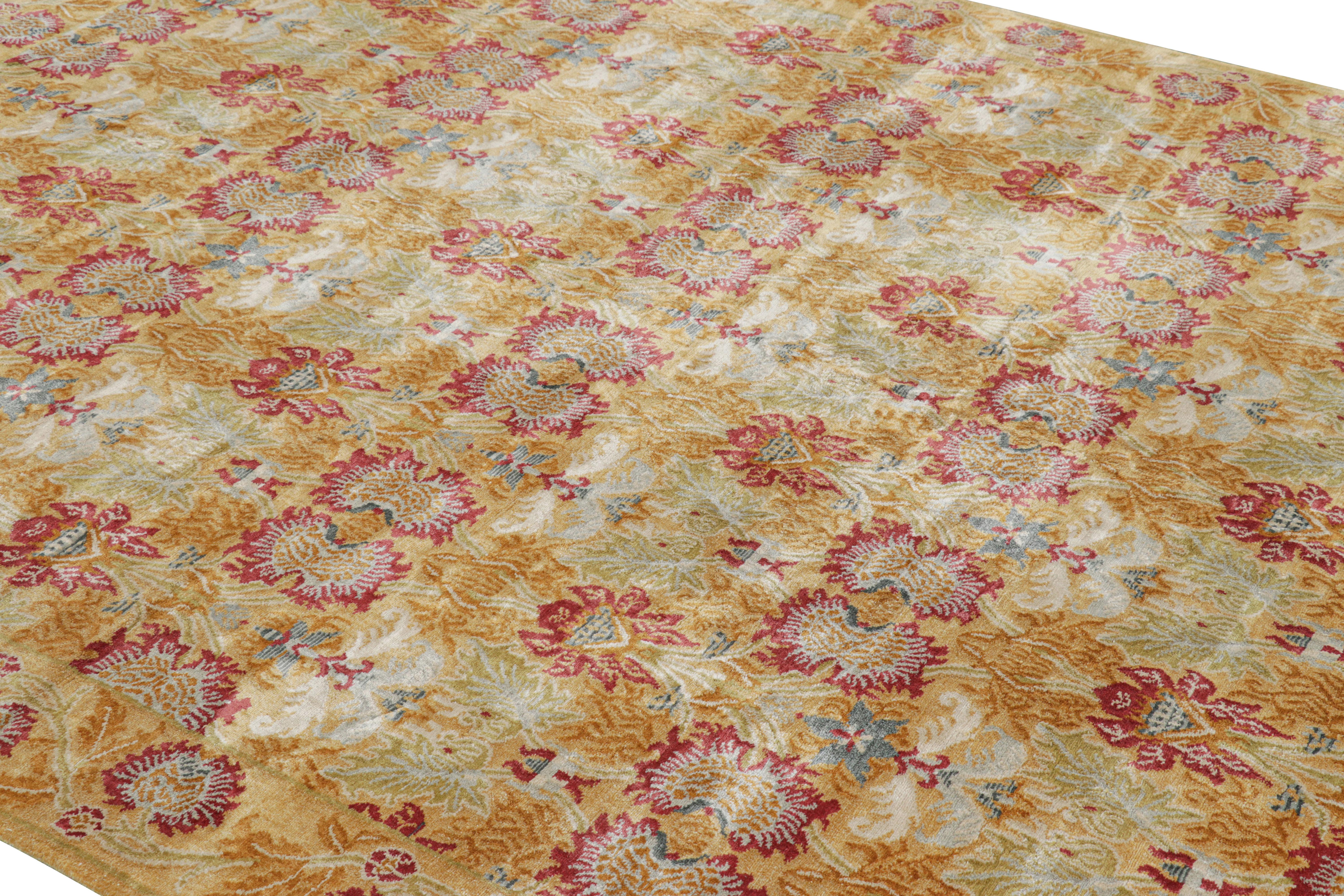 Dieser 8x10 große, handgeknüpfte Seidenteppich aus unserem luxuriösen nepalesischen Flor ist die jüngste Ergänzung unserer europäischen Teppichkollektion, die liebevoll 