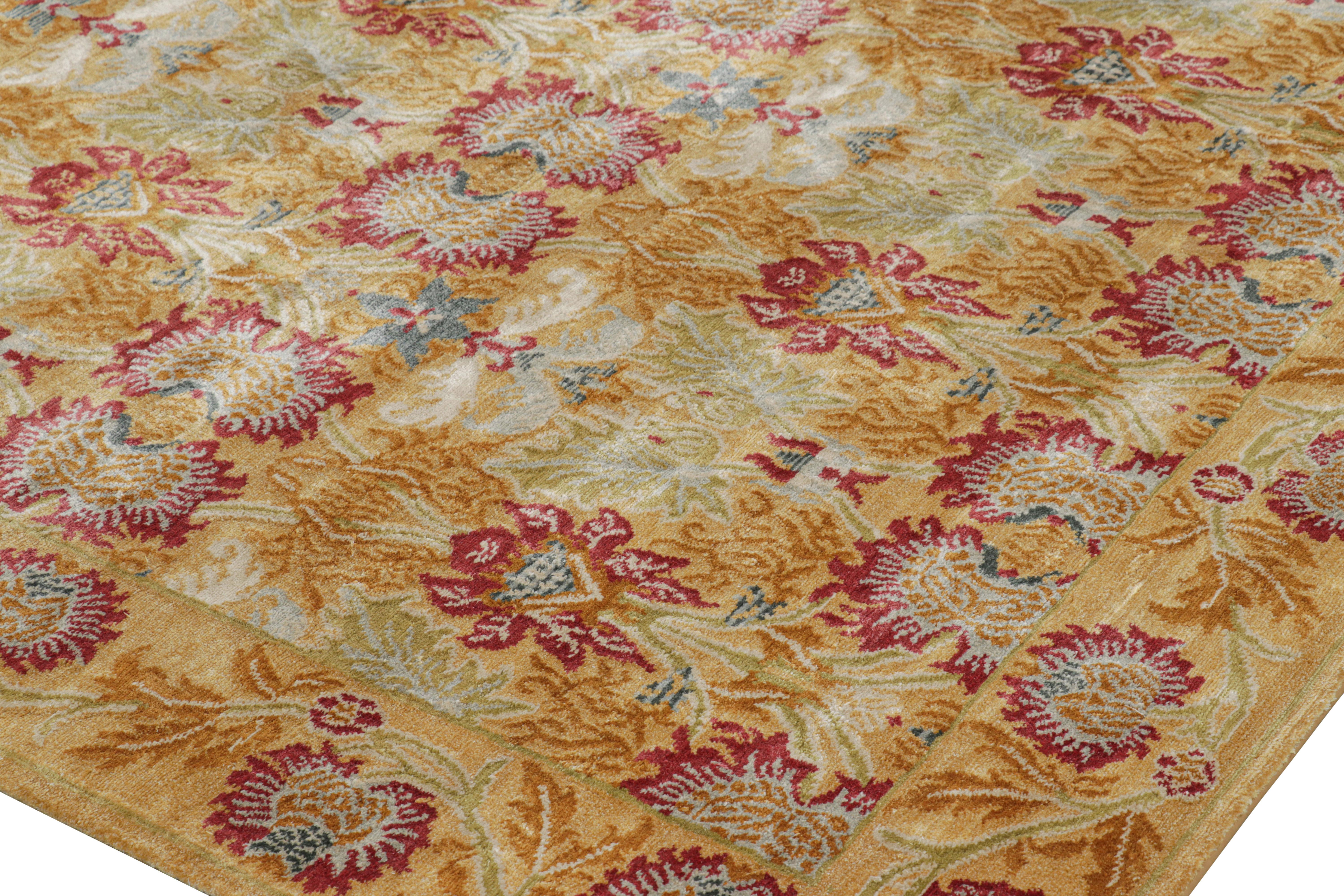 XXIe siècle et contemporain Rug & Kilim's European Style Rug in Gold with Floral Patterns Toledo (tapis de style européen en or avec motifs floraux) en vente