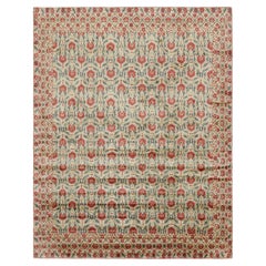 Alfombra de estilo europeo Rug & Kilim en dorado con flores rojas y verde azulado "Samarkanda"