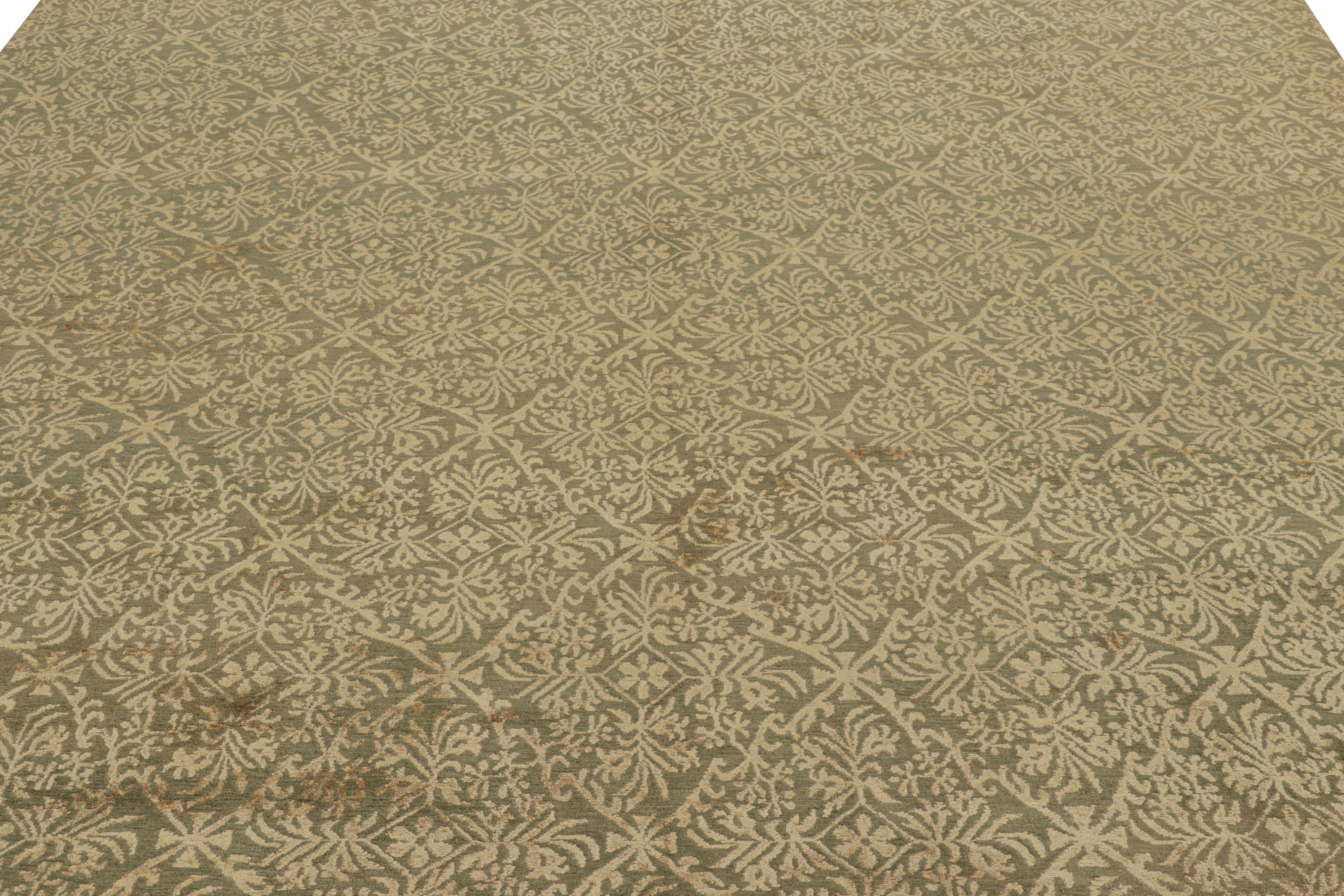 Hand-knotted wool and silk in a thick, durable pile that represents one of our most luxurious custom-capable constructions, this 9x12 rug is a new addition to Rug & Kilim’s European rug collection—a design affectionately dubbed “Cordoba” in honor of