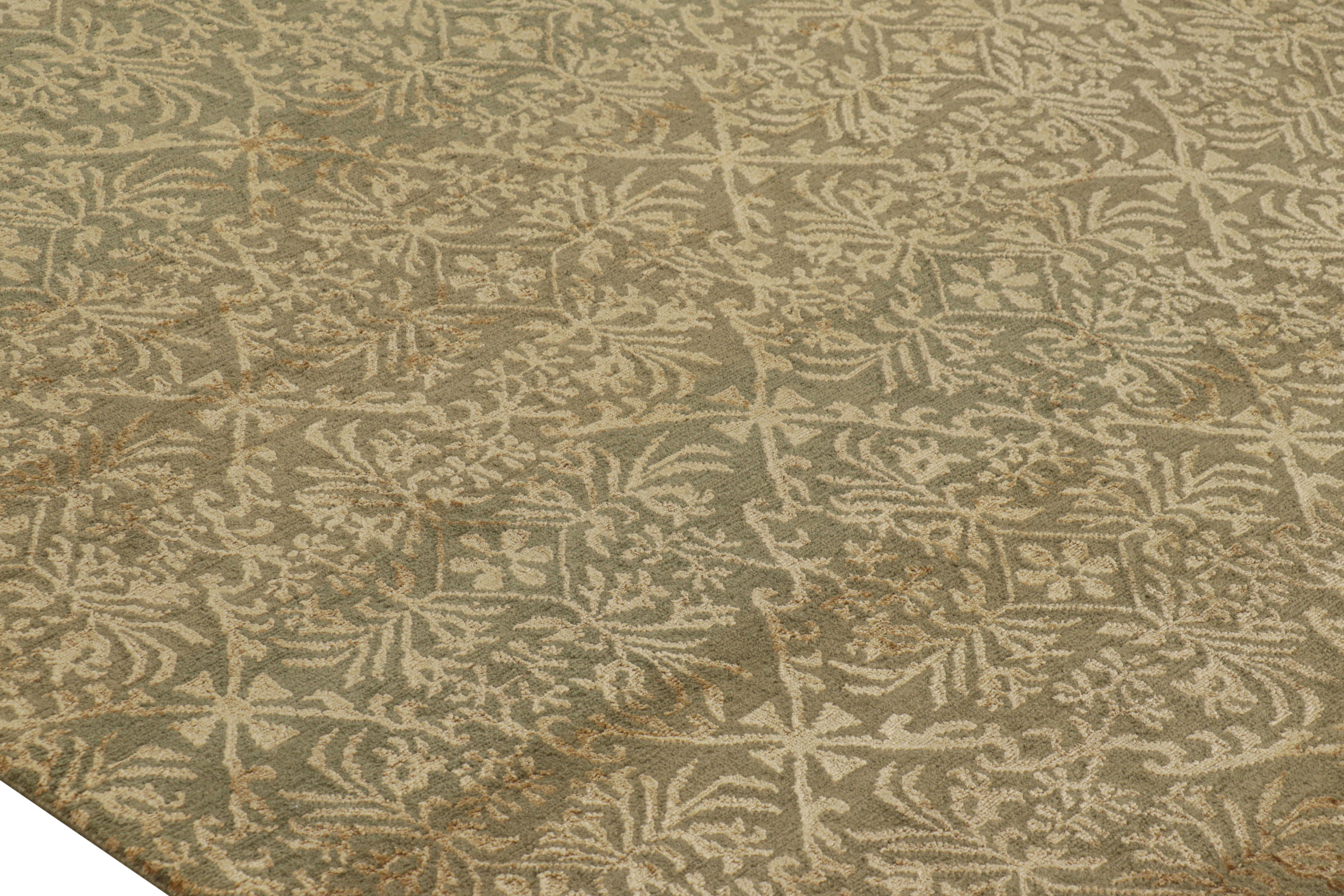 Oushak Rug & Kilim’s European Style Rug in Brown and Gold Florals “Cordoba” For Sale