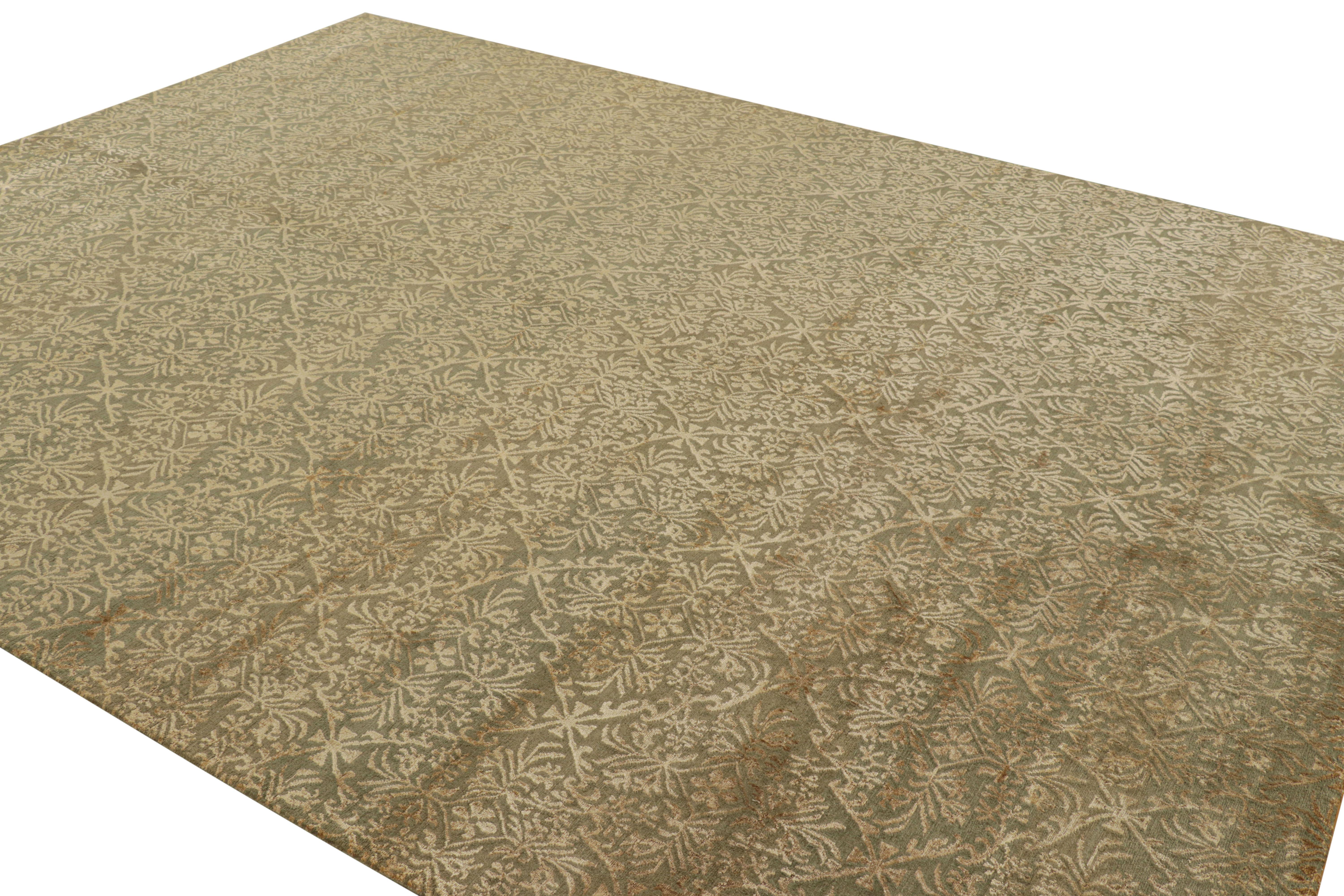 Indian Rug & Kilim’s European Style Rug in Brown and Gold Florals “Cordoba” For Sale