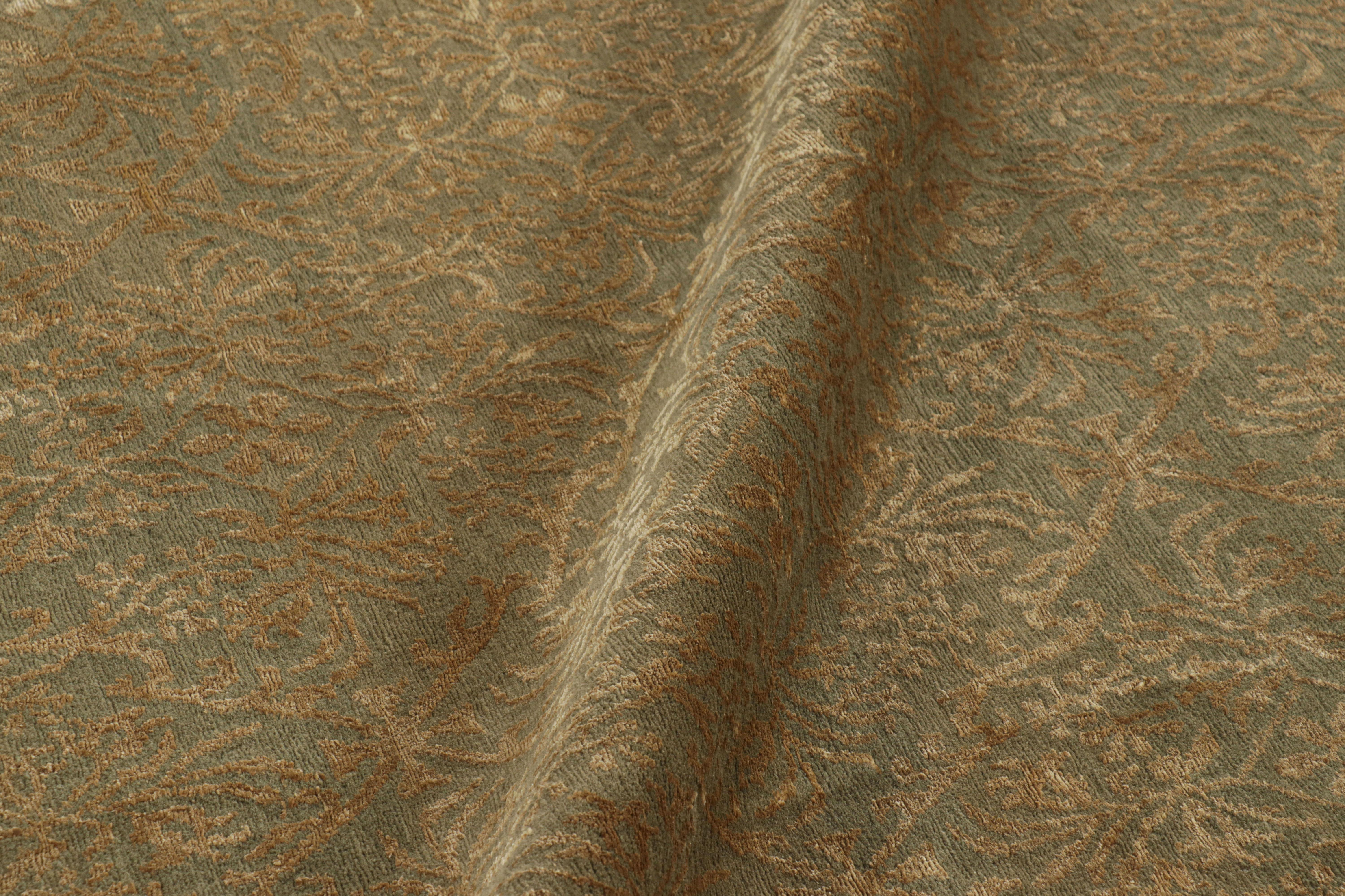 Contemporary Rug & Kilim’s European Style Rug in Brown and Gold Florals “Cordoba” For Sale