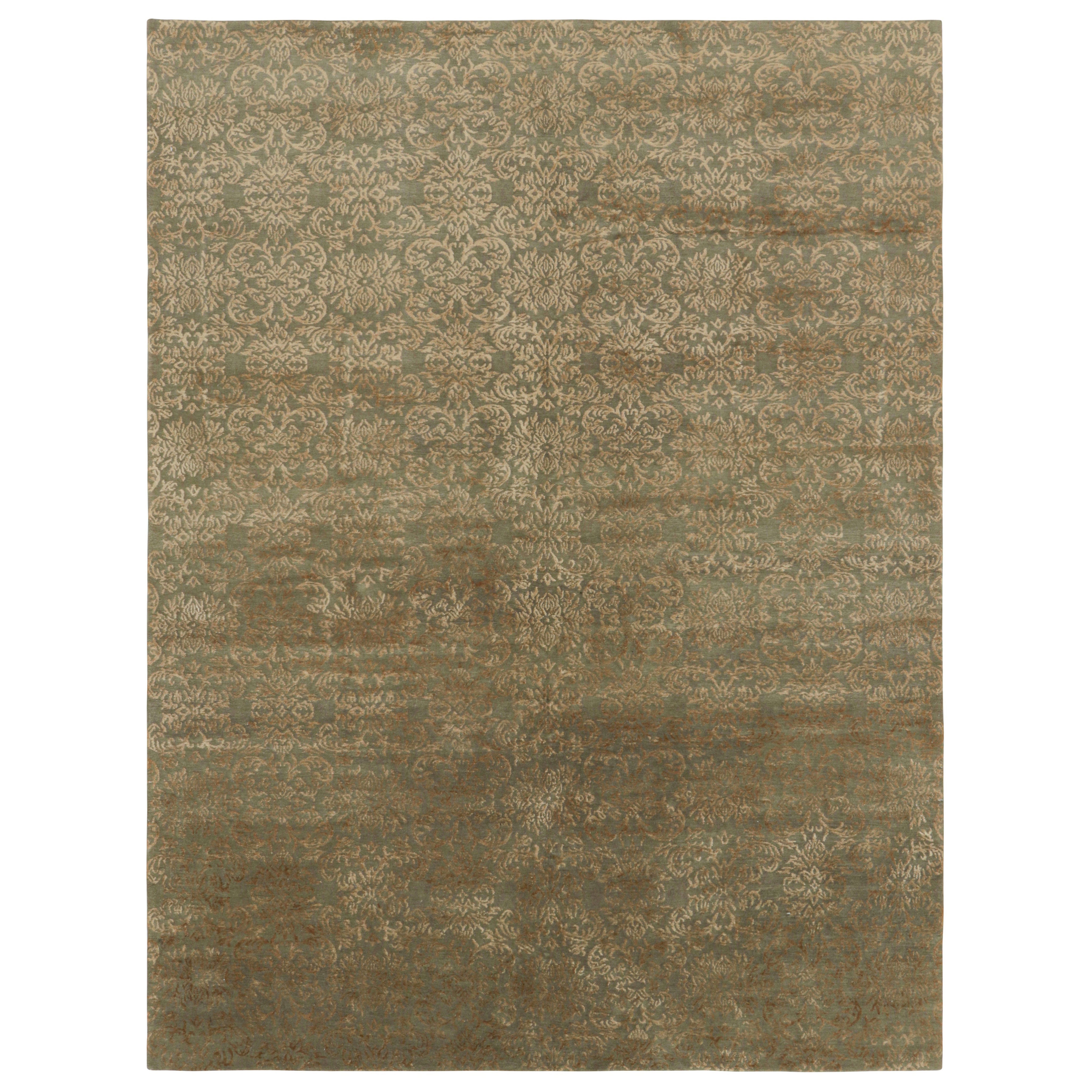 Tappeto Rug & Kilim in stile europeo in verde con motivi arabescati in beige-marrone