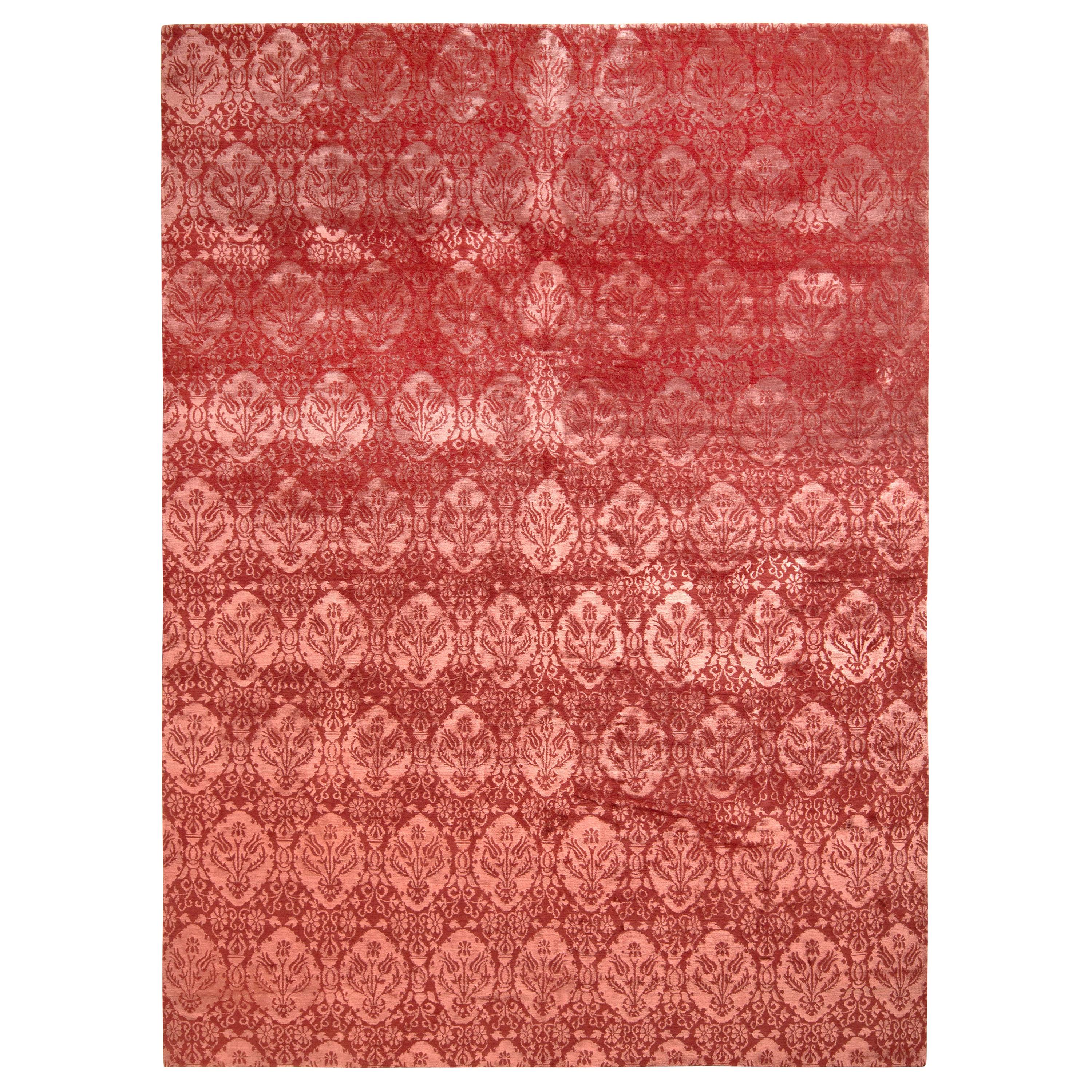 Rug & Kilim’s European Style Rug in Red Pink Floral Pattern For Sale