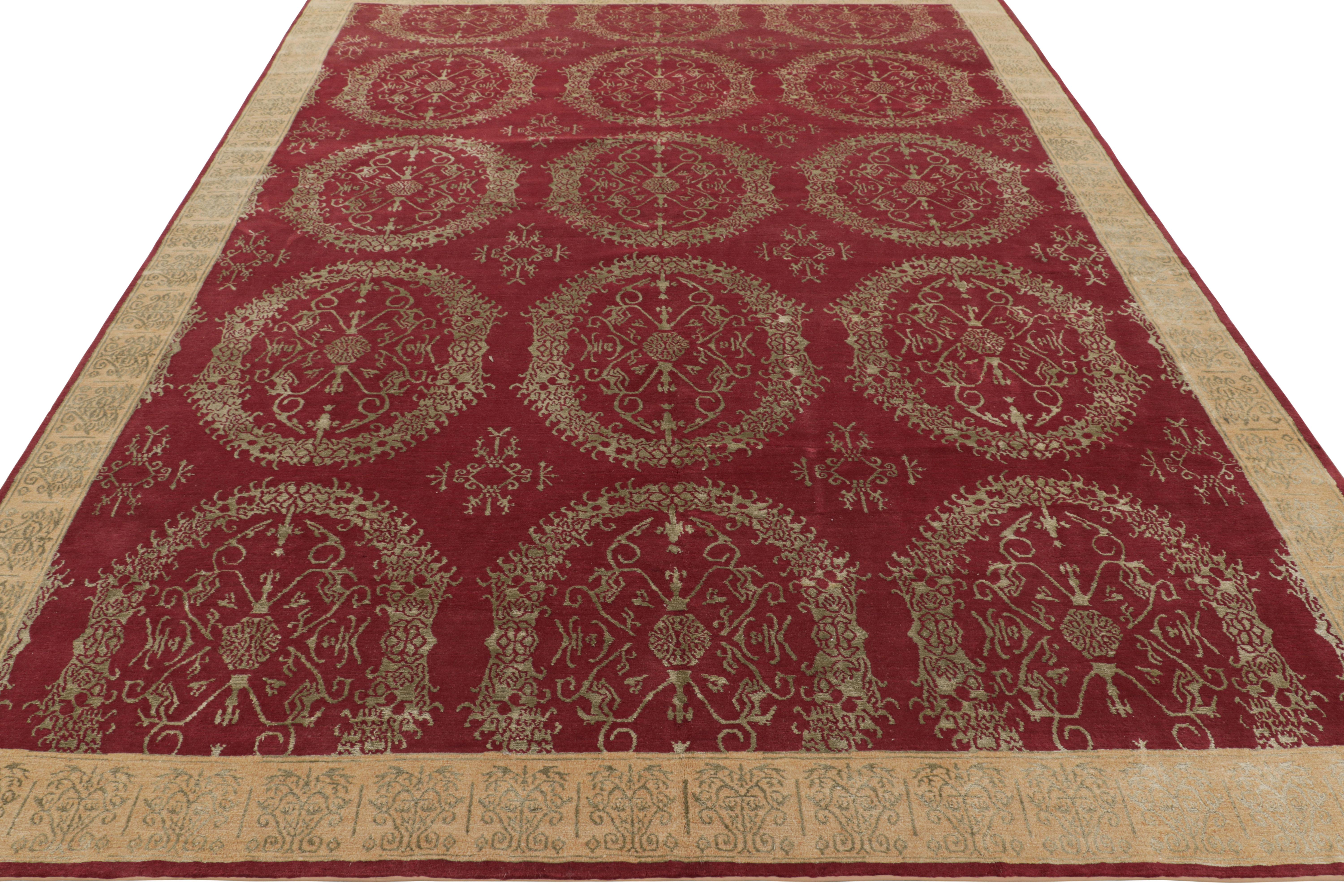Noué à la main Rug & Kilim's European Style Rug in Red with Floral Medallions Catana (tapis de style européen en rouge avec médaillons floraux) en vente