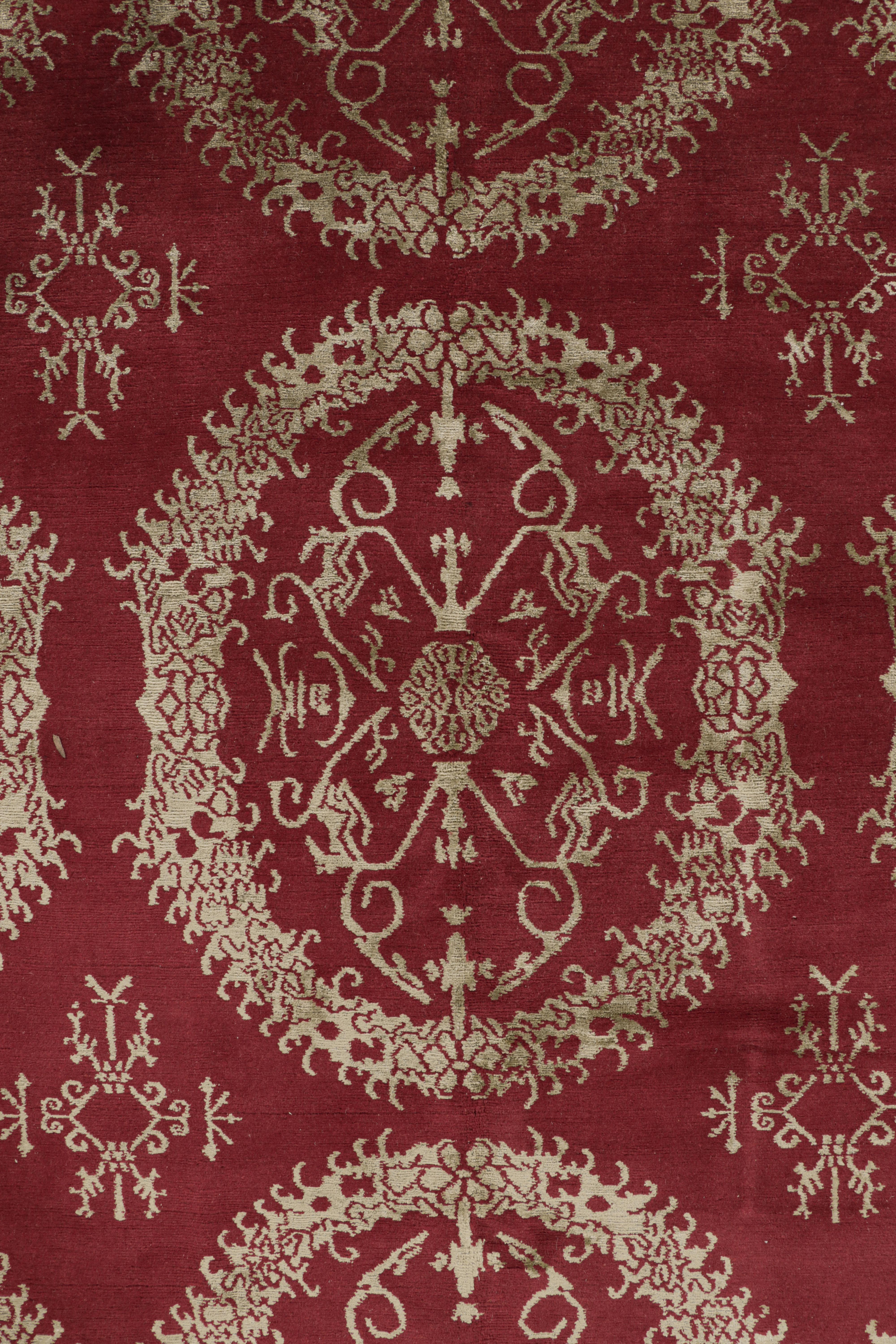 XXIe siècle et contemporain Rug & Kilim's European Style Rug in Red with Floral Medallions Catana (tapis de style européen en rouge avec médaillons floraux) en vente