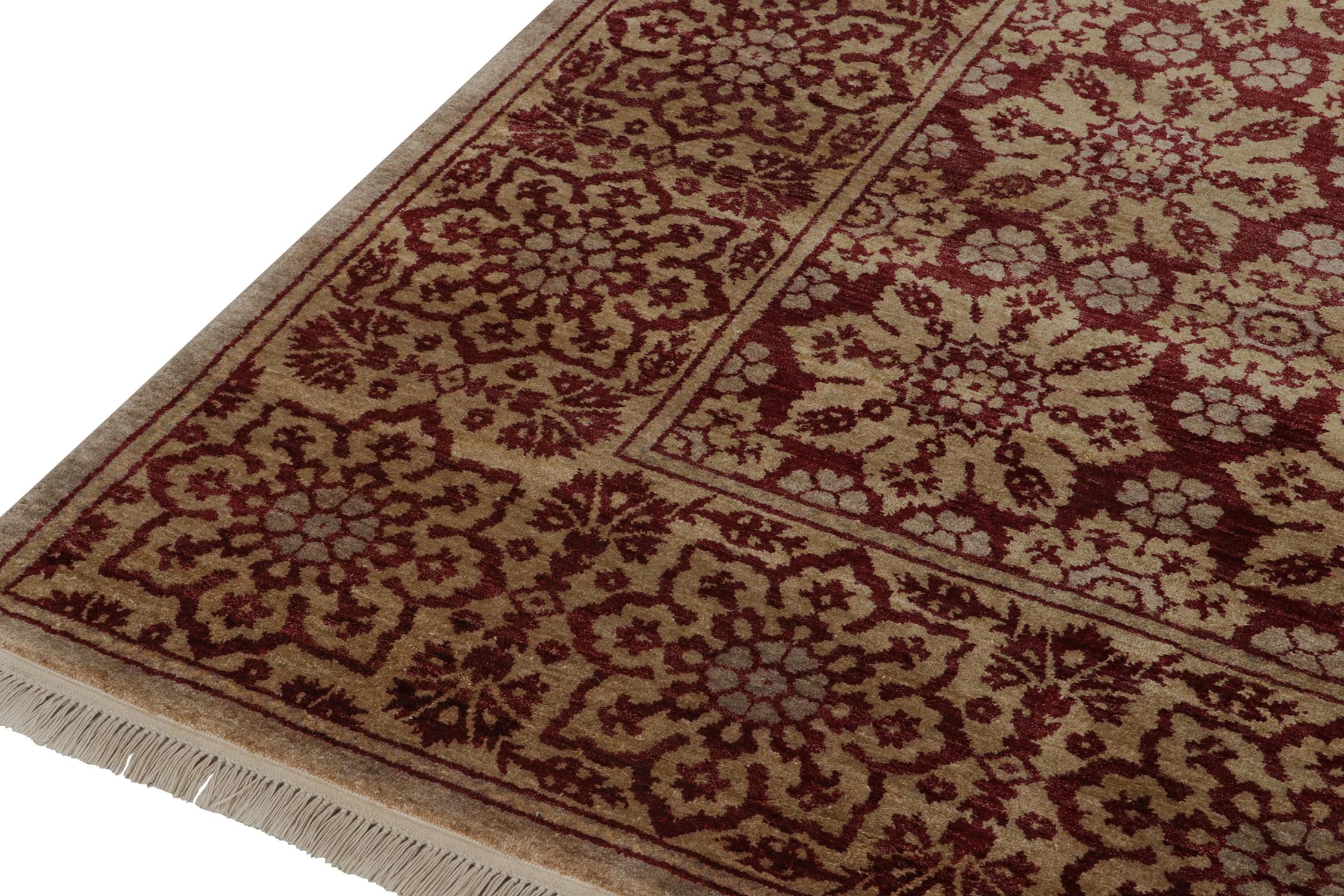 Rug & Kilim’s European Style Rug with Maroon & Gold Floral Pattern In New Condition For Sale In Long Island City, NY