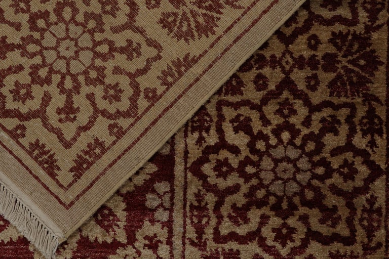 Rug and Kilim’s European Style Rug with Maroon and Gold Floral Pattern ...