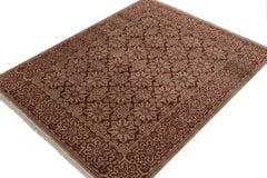 Rug & Kilim’s European Style Rug with Maroon & Gold Floral Pattern
