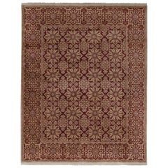 Alfombra de estilo europeo Rug & Kilim con estampado floral granate y dorado