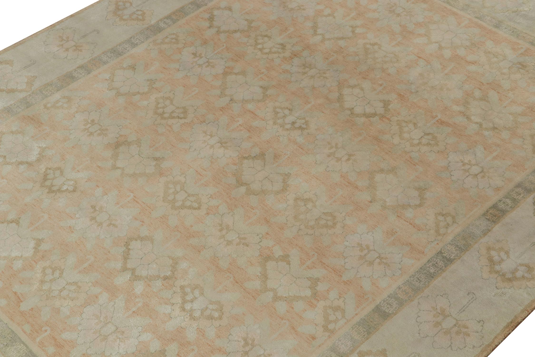 Indiano Rug & Kilim - Tappeto in stile europeo con motivi floreali arancioni, blu e rosa in vendita
