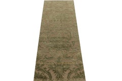 Rug & Kilim’s European Style Runner in Beige with Green Floral Patterns