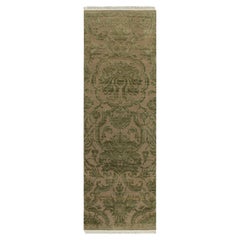 Rug & Kilim’s European Style Runner in Beige with Green Floral Patterns