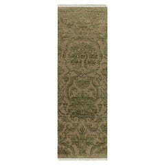 Runner in stile europeo di Rug & Kilim in beige con motivi floreali verdi