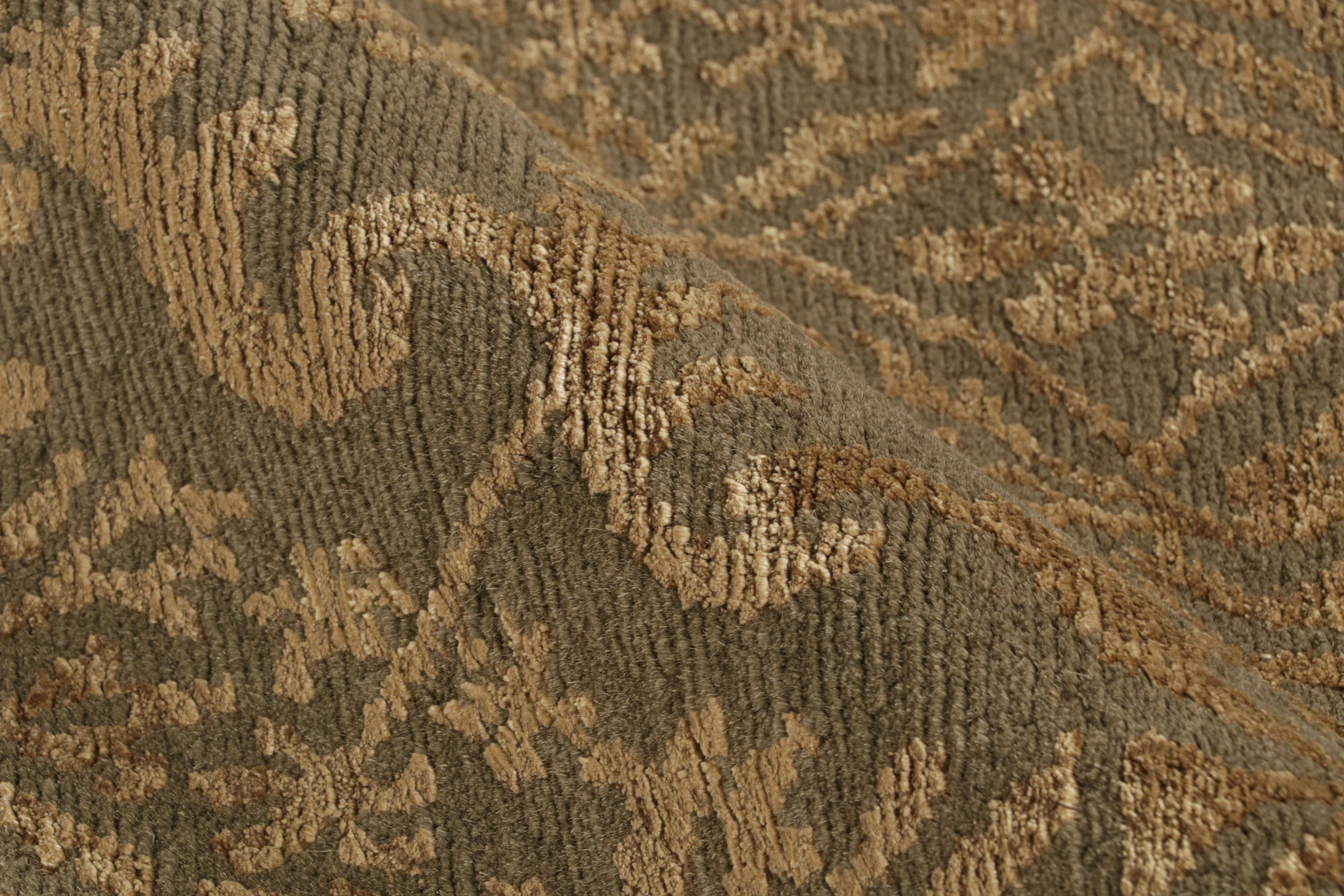 Contemporary Rug & Kilim’s European Style Runner Rug in Brown and Gold Florals “Cordoba” For Sale