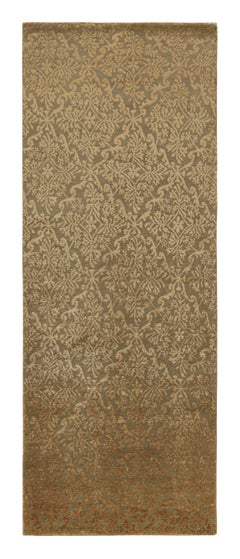 Rug & Kilim’s European Style Runner Rug in Brown and Gold Florals “Cordoba”