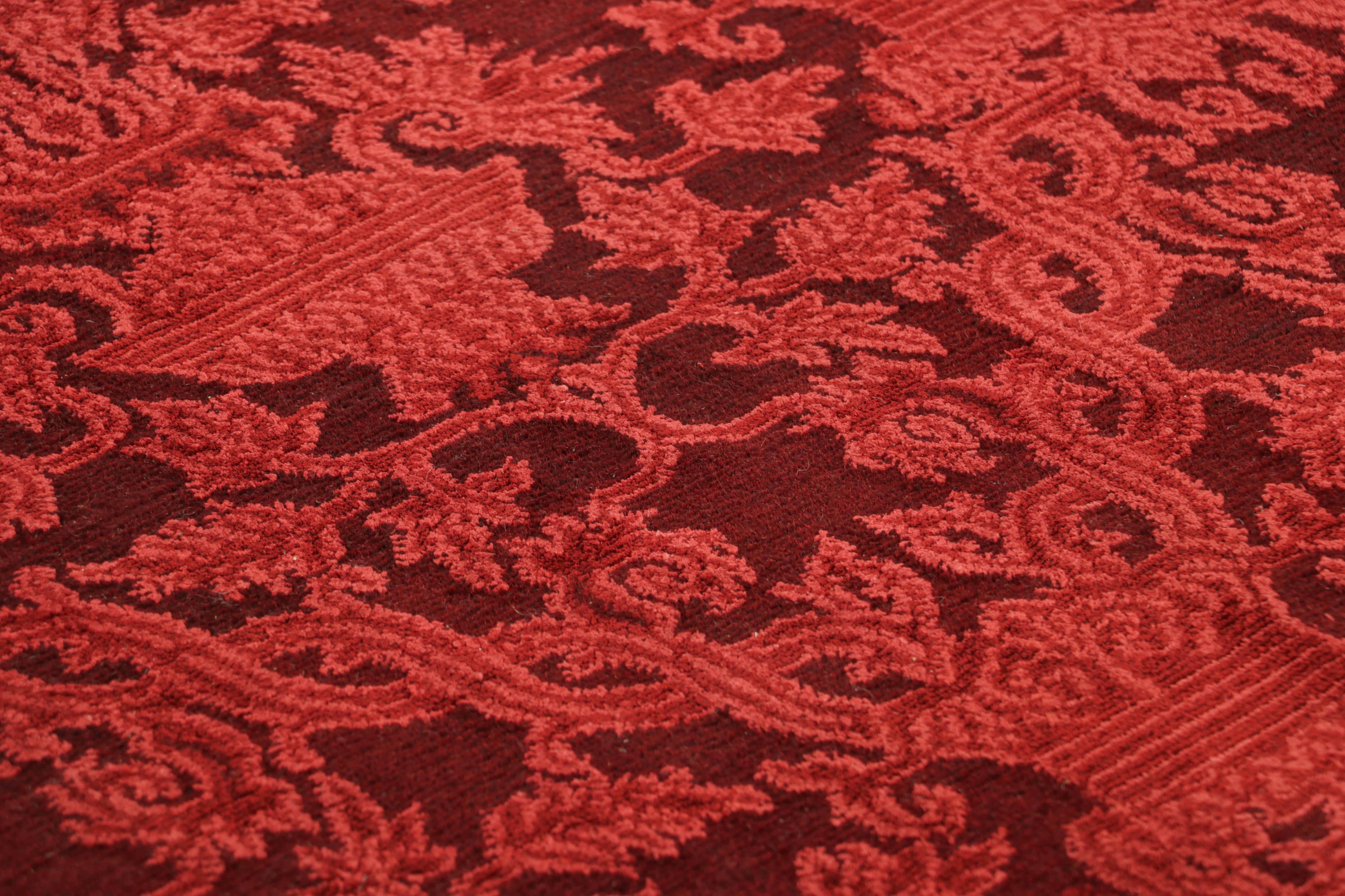 Made with hand-knotted wool and silk in a luxurious Nepalese pile, this 3x6 contemporary runner rug is a new addition to Rug & Kilim’s European rug collection—a rich and regal design inspired by vintage and antique Italian rugs and textiles. 

On