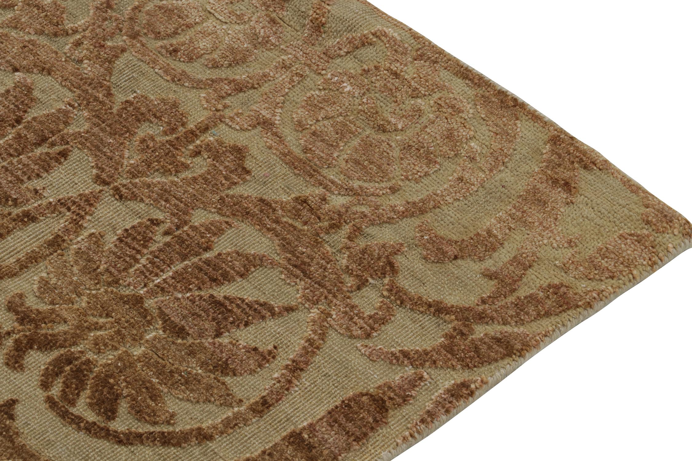 Rug & Kilim’s European style Runners in Beige with Brown Floral Patterns In New Condition For Sale In Long Island City, NY
