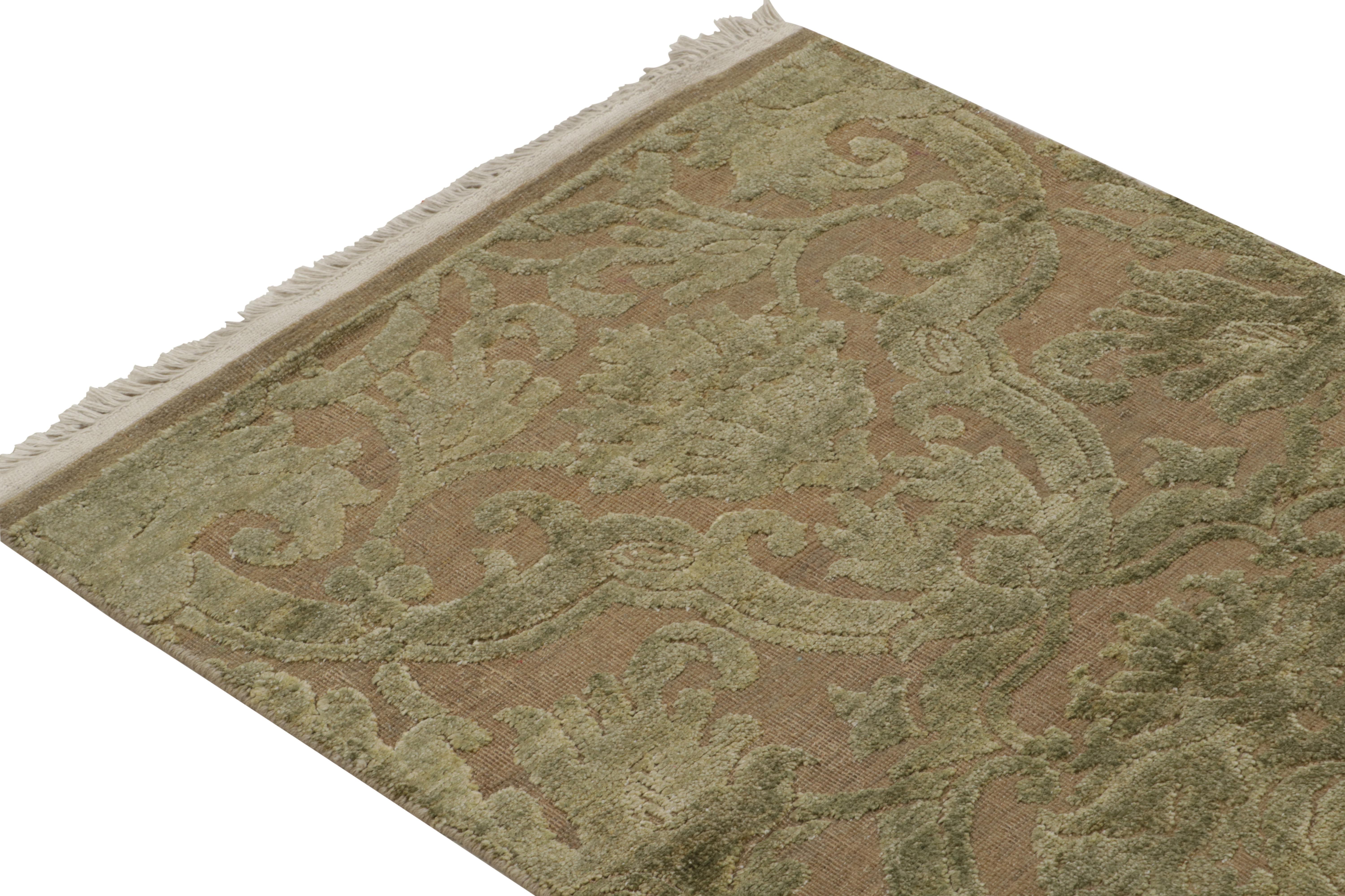 Rug & Kilim’s European Style Runners in Beige with Green Floral Patterns In New Condition For Sale In Long Island City, NY