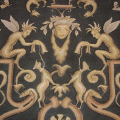 Rug & Kilim’s European Tudor Rug in Black with Gold and Beige Pictorial Patterns
