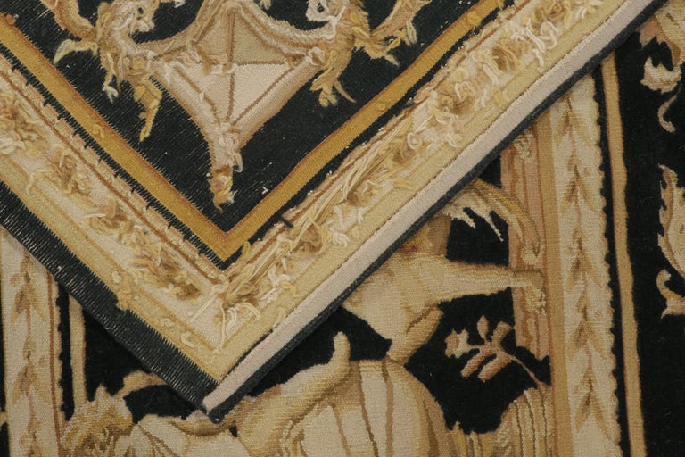 Rug and Kilim’s European Tudor style Flat Weave in Black with Gold