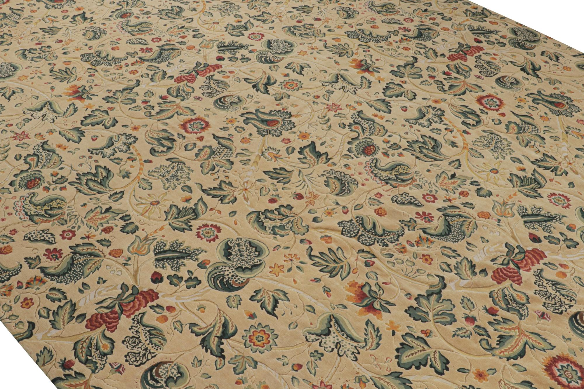 Dieses moderne Flachgewebe im Format 13x19 ist von Tudor-Teppichen und Wandteppichen aus dem 18. Jahrhundert inspiriert - aus der European Collection'S von Rug & Kilim. 

Über das Design: 

Diese handgewebte Wollkonstruktion ist die erste Anpassung