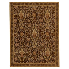 Rug & Kilim’s European Tudor style Kilim in Brown with Gold Floral Pattern