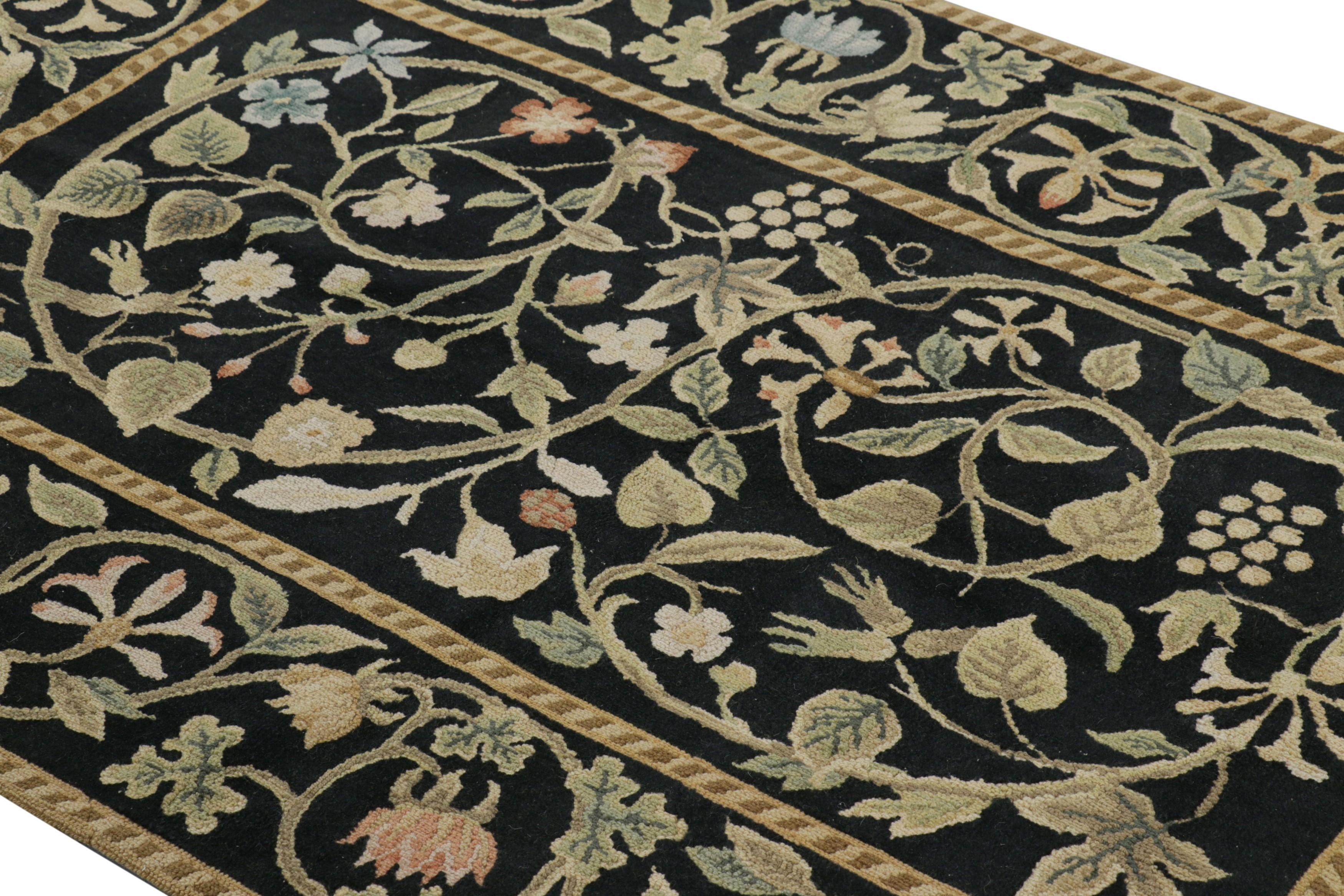 Made with handwoven wool, this 4x6 rug is a new unveiling from Rug & Kilim’s European rug collection—a contemporary reimagining of some of the most elegant, rare masterpieces throughout history, such as this reimagining of an English Tudor rug and