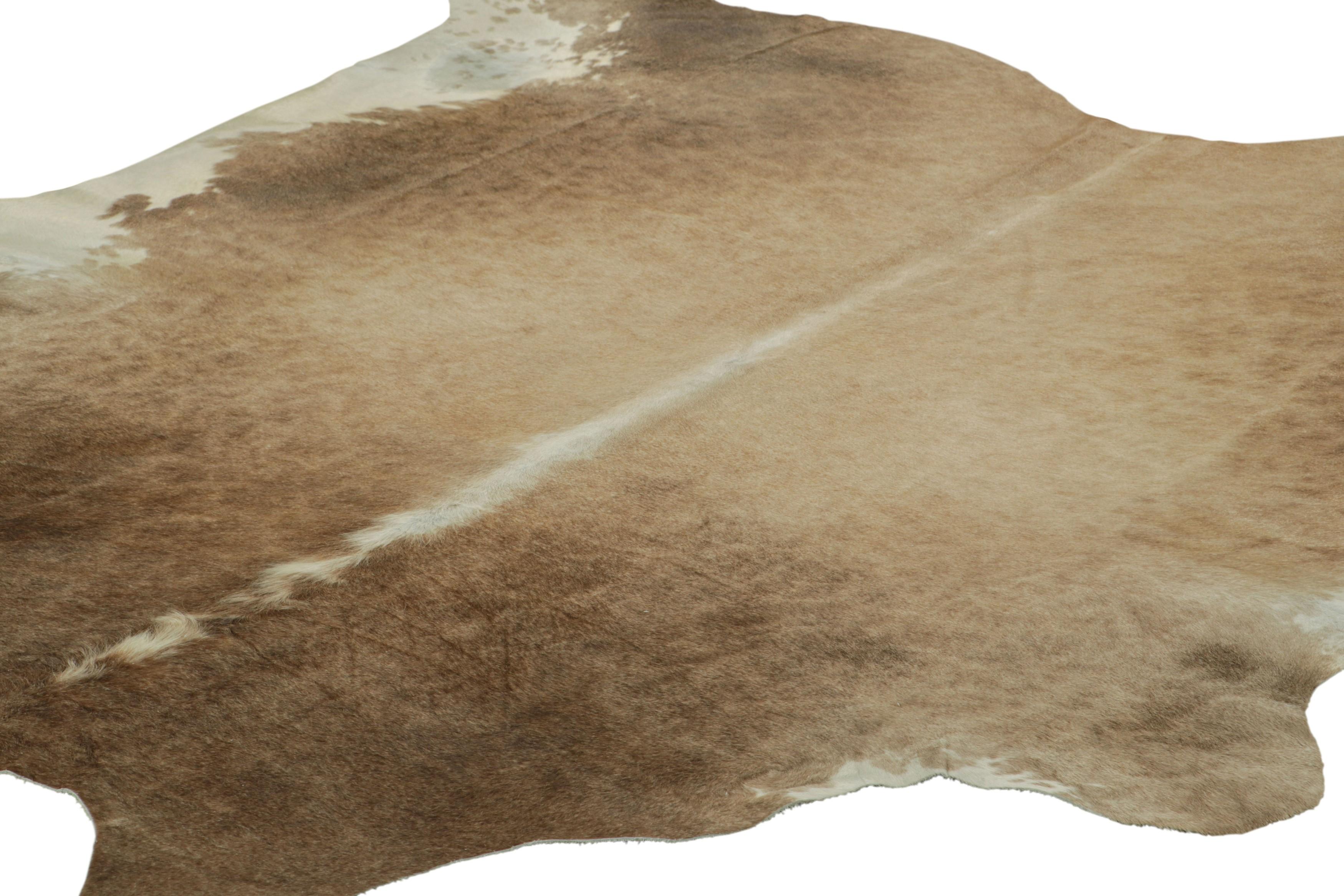Brazilian Rug & Kilim’s Extra Large Cowhide Rug in Beige-Brown and Cream Tones