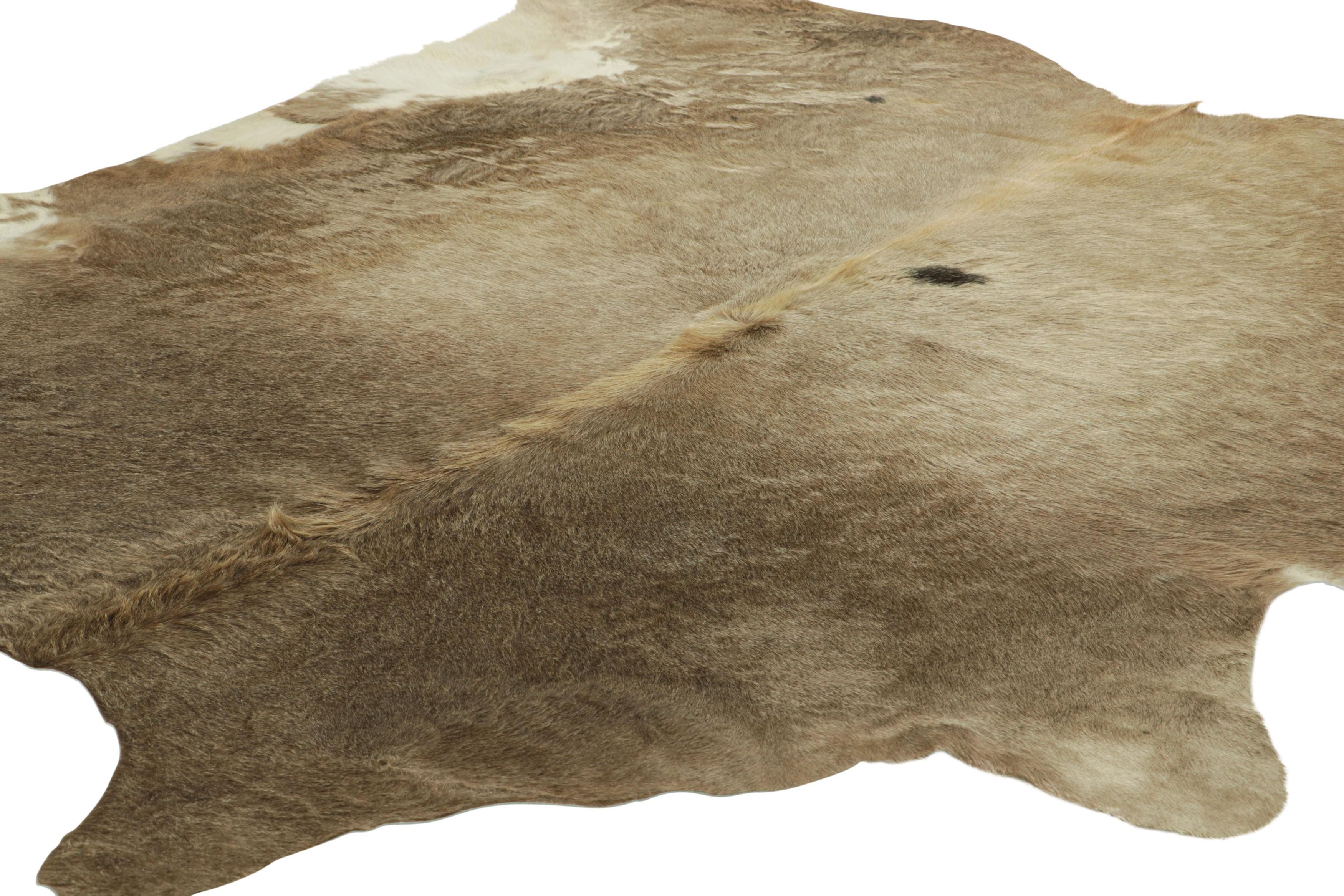 Brazilian Rug & Kilim’s Extra Large Cowhide Rug in Beige-Brown and Cream Tones For Sale