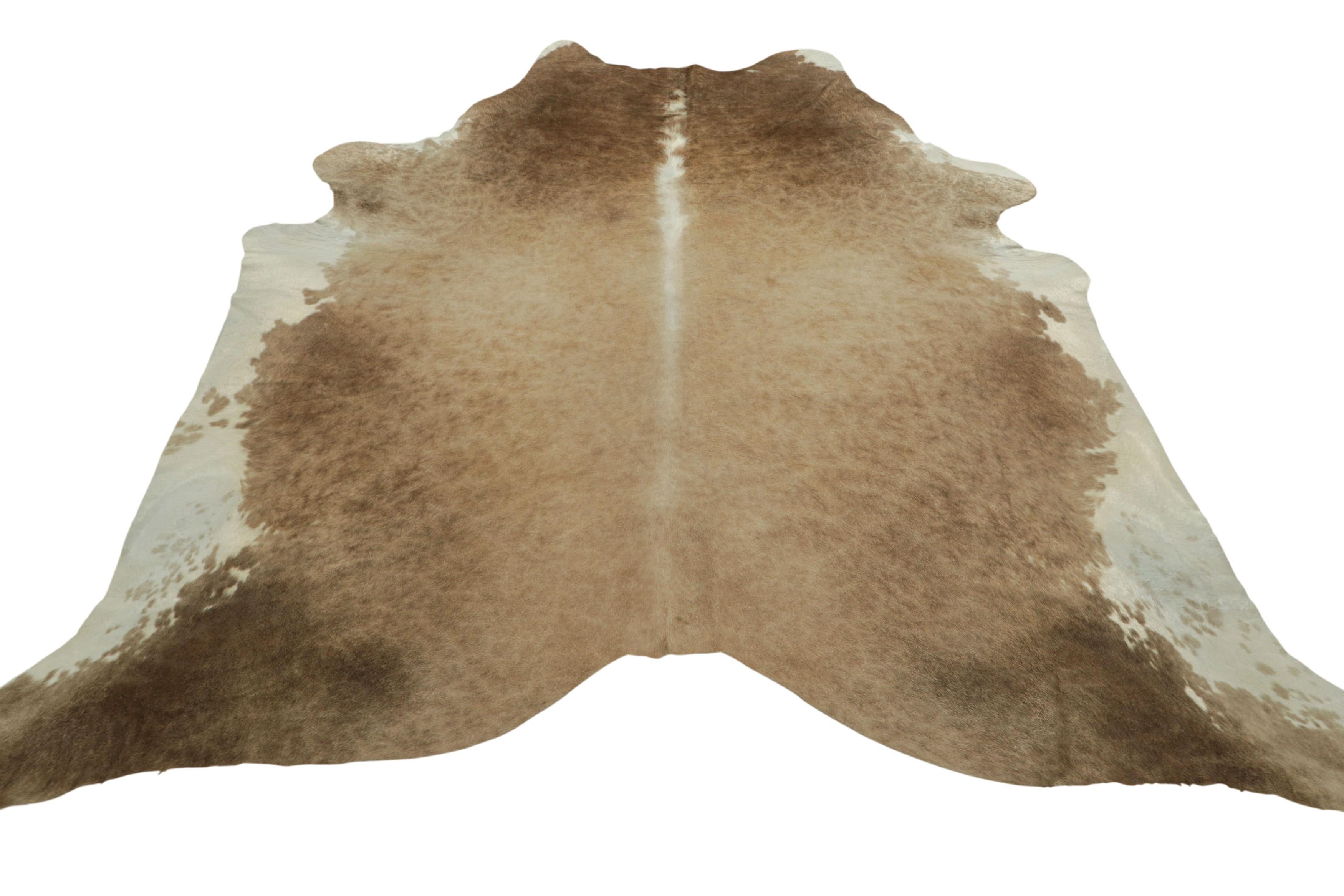 Hand-Knotted Rug & Kilim’s Extra Large Cowhide Rug in Beige-Brown and Cream Tones