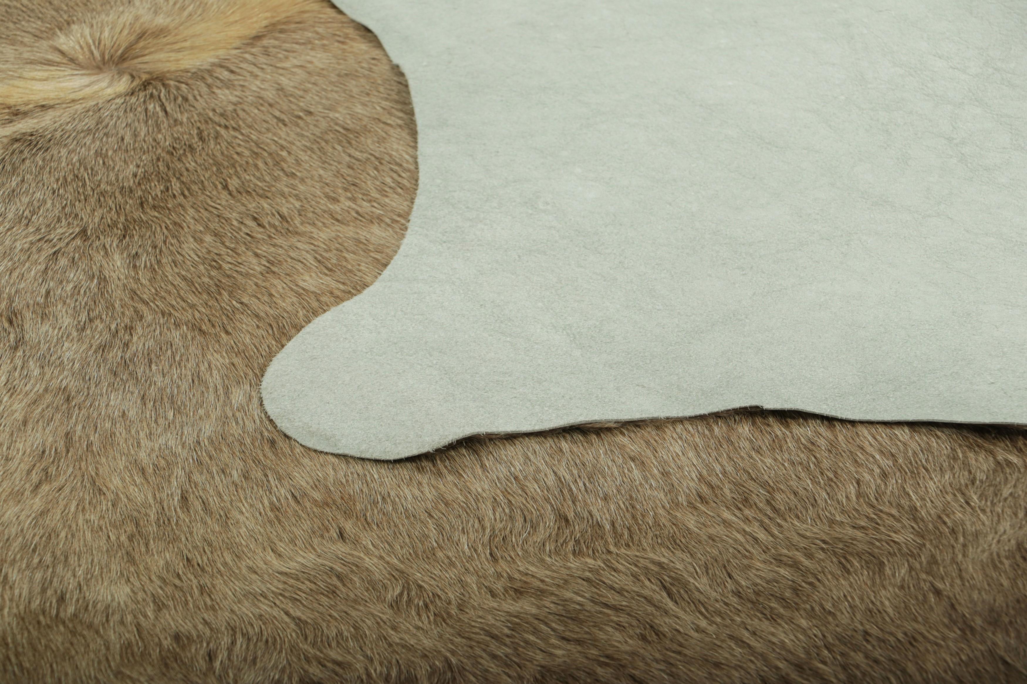 Contemporary Rug & Kilim’s Extra Large Cowhide Rug in Beige-Brown and Cream Tones For Sale