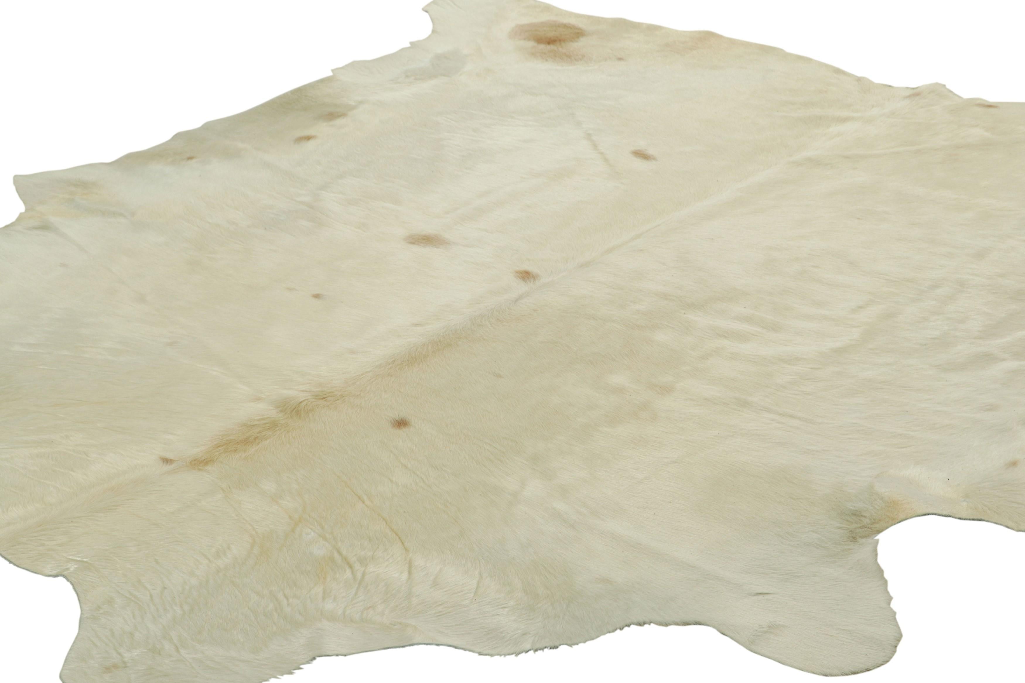 Brazilian Rug & Kilim’s Extra Large Cowhide Rug in Beige, White and Cream Tones For Sale