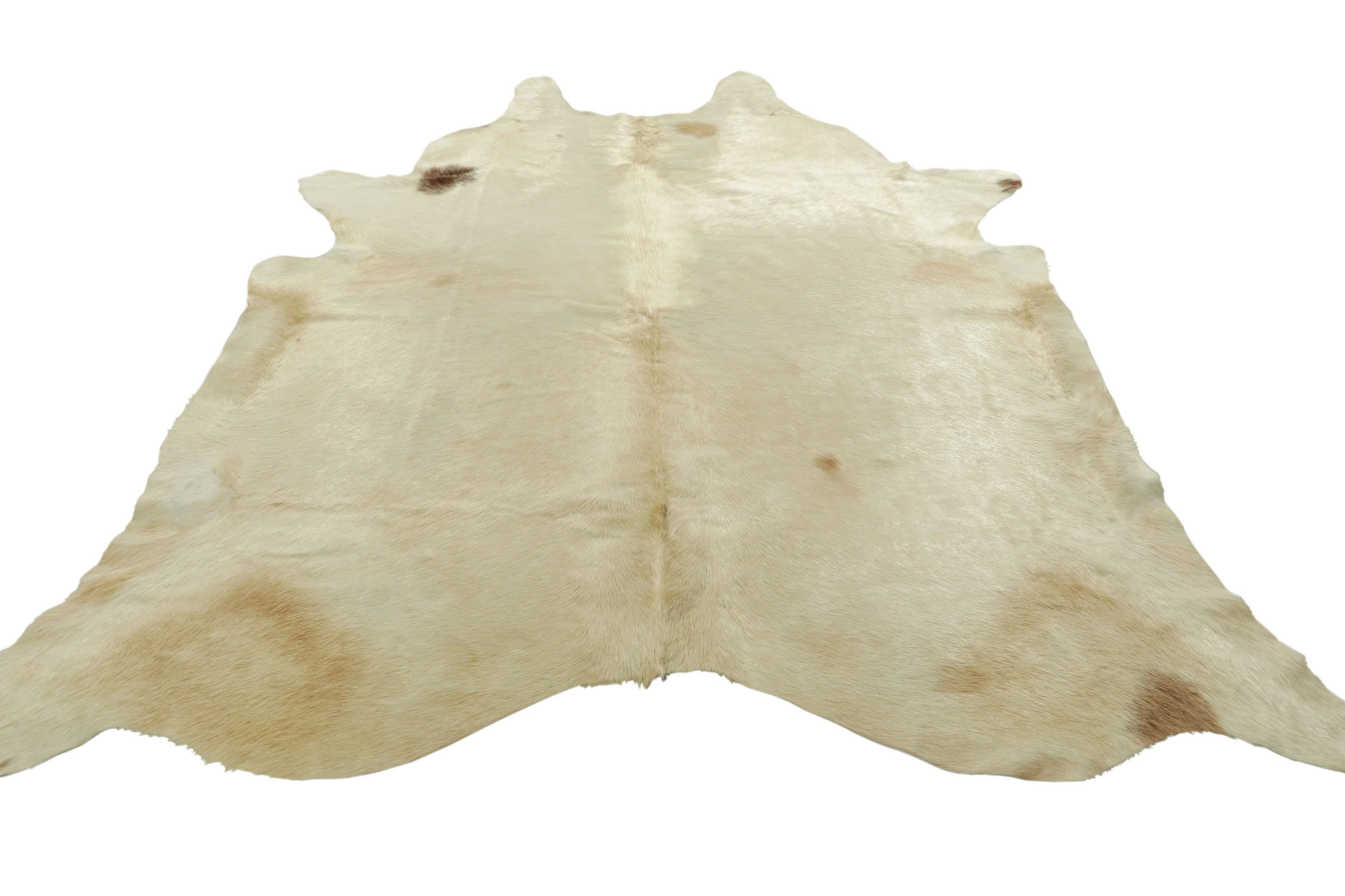 Hand-Knotted Rug & Kilim’s Extra Large Cowhide Rug in Beige, White and Cream Tones For Sale