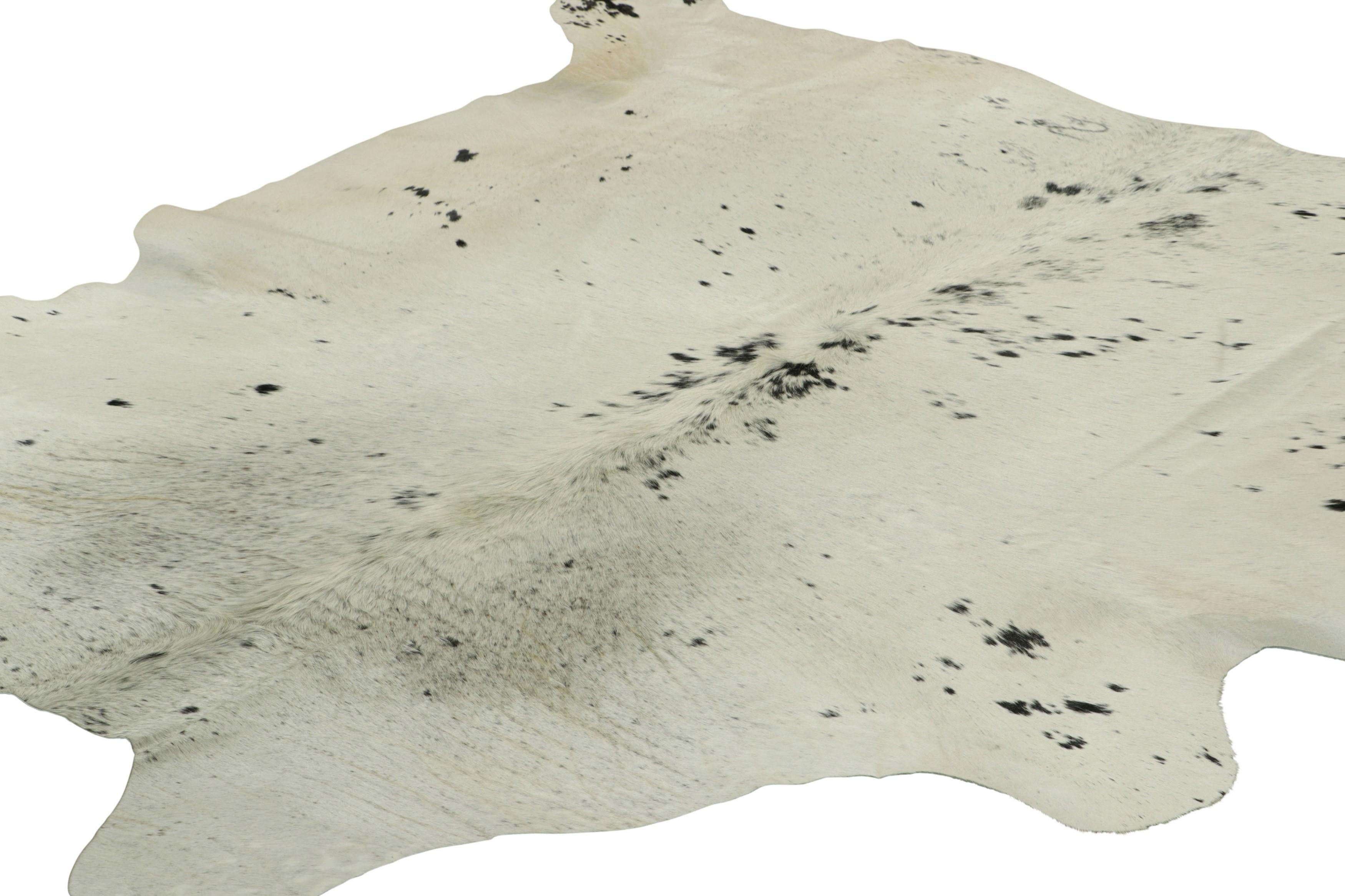 Brazilian Rug & Kilim’s Extra Large Cowhide Rug in Black, White and Cream Tones For Sale