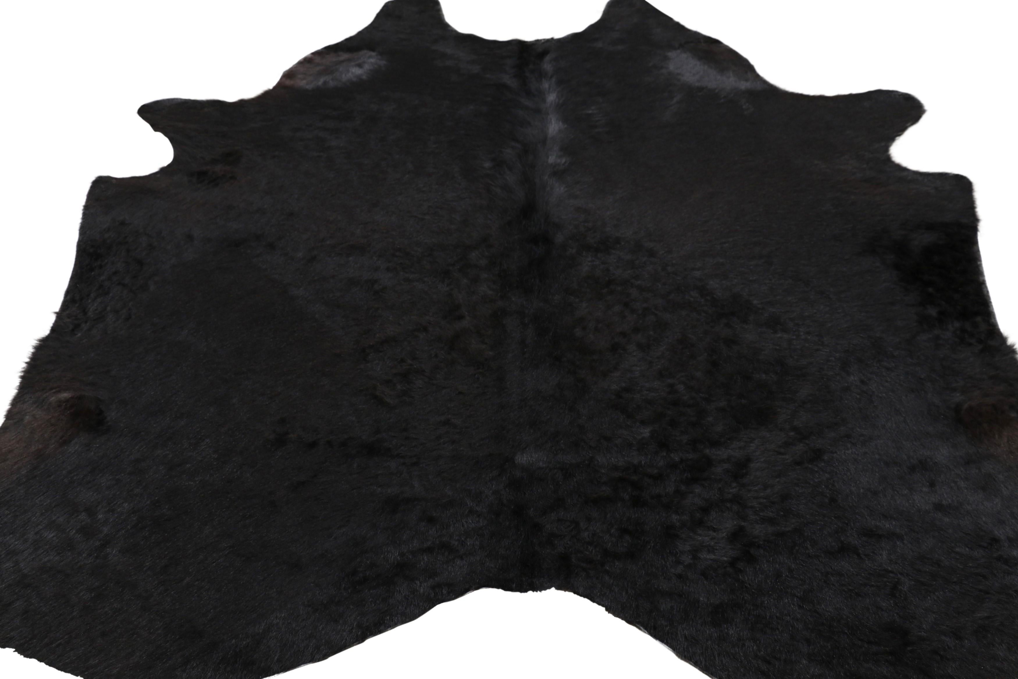 Alfombra de piel de vaca extragrande Rug & Kilim en negro sólido Brasileño en venta