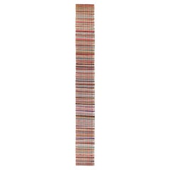 Rug & Kilim’s Extra-Long Flat Weave Runner Rug in Polychrome Plaid Pattern