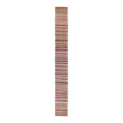 Rug & Kilim’s Extra Long Flat Weave Runner Rug in Polychrome Plaid Pattern