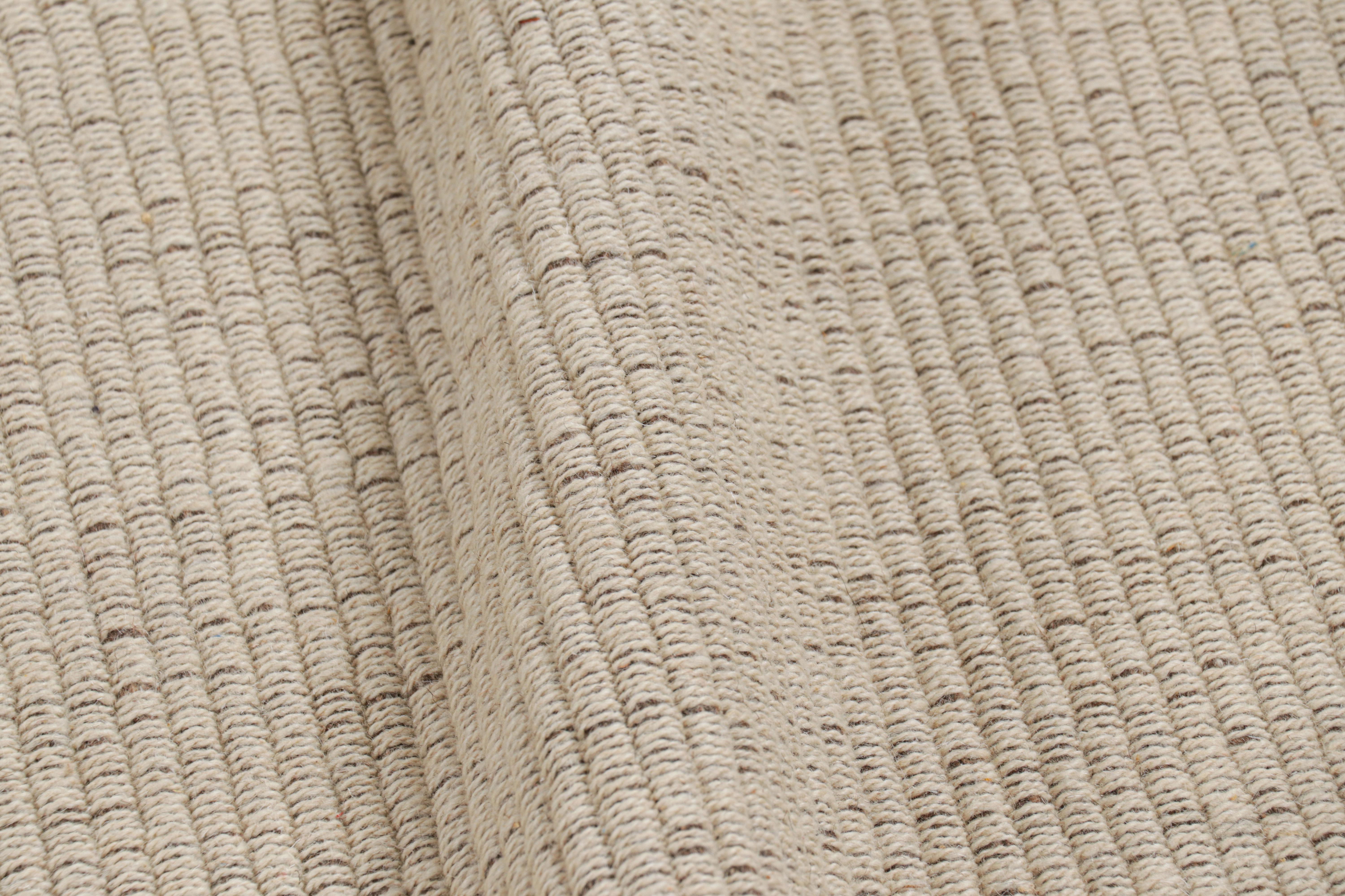 Rug & Kilim’s Extra-Long Kilim Runner Rug in Beige-Brown Textural Stripes In New Condition For Sale In Long Island City, NY