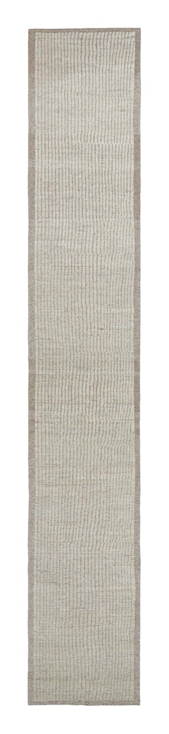 Rug & Kilim’s Extra-Long Kilim Runner Rug with White Textural Stripes and Striae